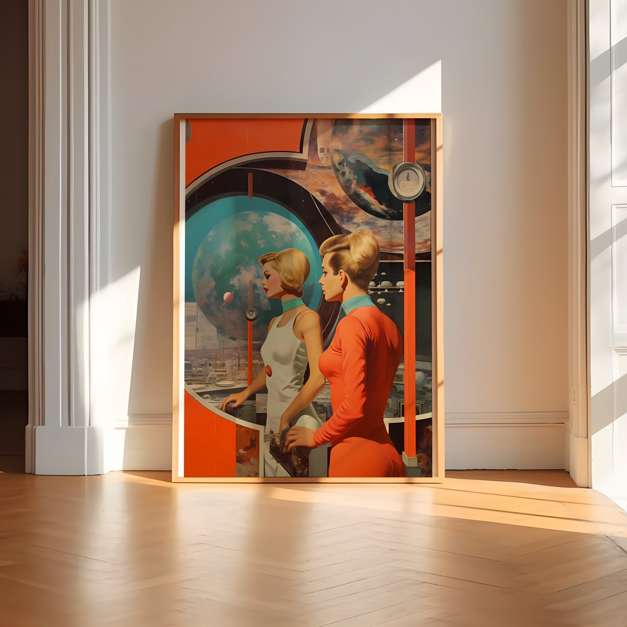 Elegance Unveiled: Vintage Wall Art Exhibition Featuring Retro Futurism, Sci-Fi Collage, and Space Art, Modern Art, Wall Art, Retro Art