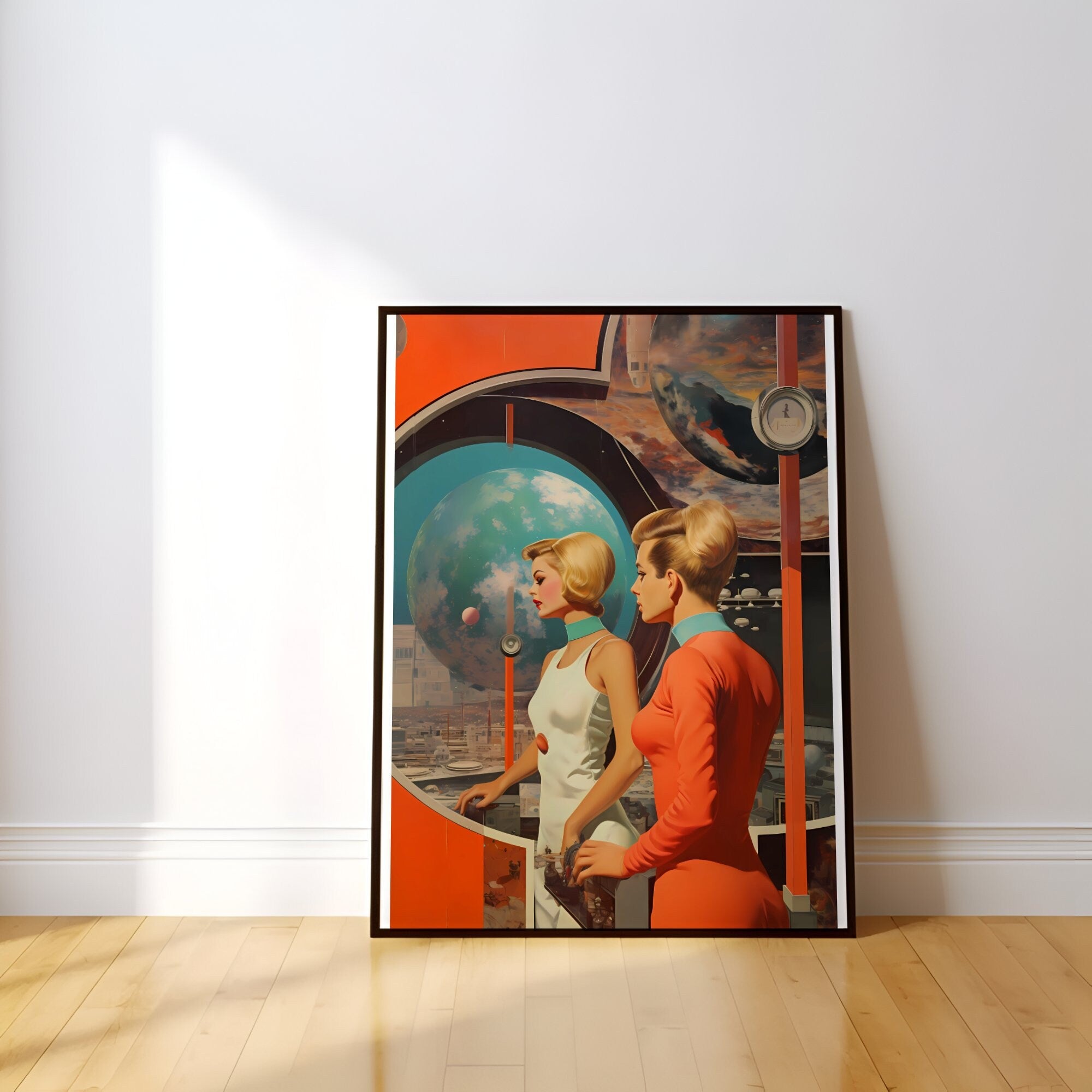 Elegance Unveiled: Vintage Wall Art Exhibition Featuring Retro Futurism, Sci-Fi Collage, and Space Art, Modern Art, Wall Art, Retro Art