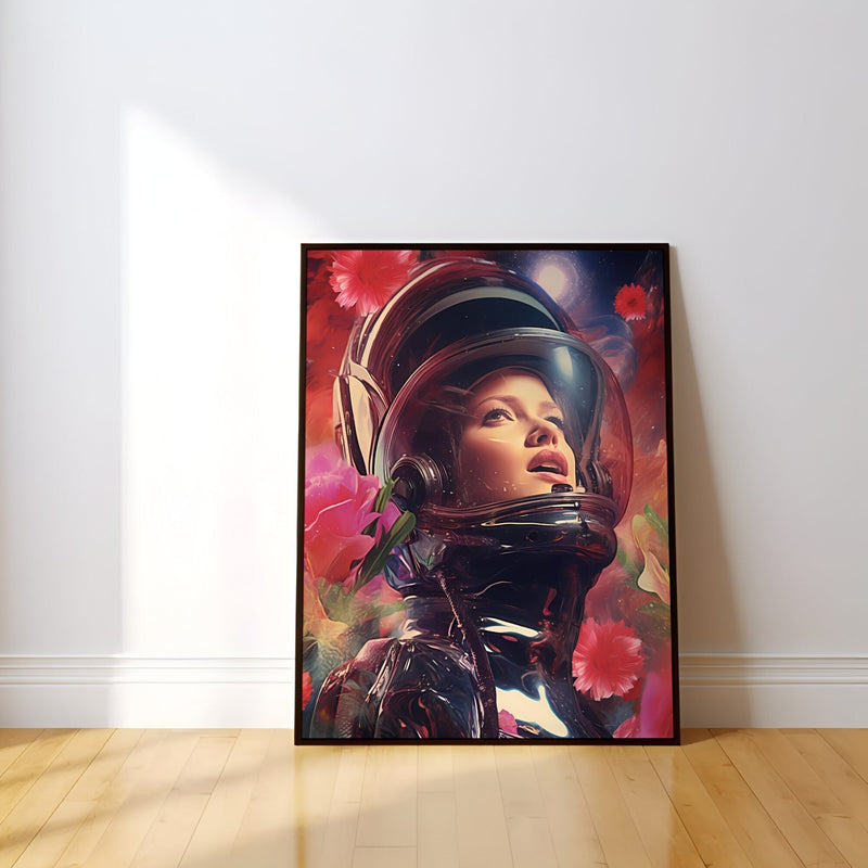 Vintage Astronaut Wall Decor – Retro Sci-Fi Art of Cosmic Companionship | Matte Poster