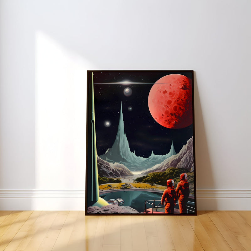 Vintage Space Tourism Art – Retro Futurism Wall Art | Cosmic Adventure Poster