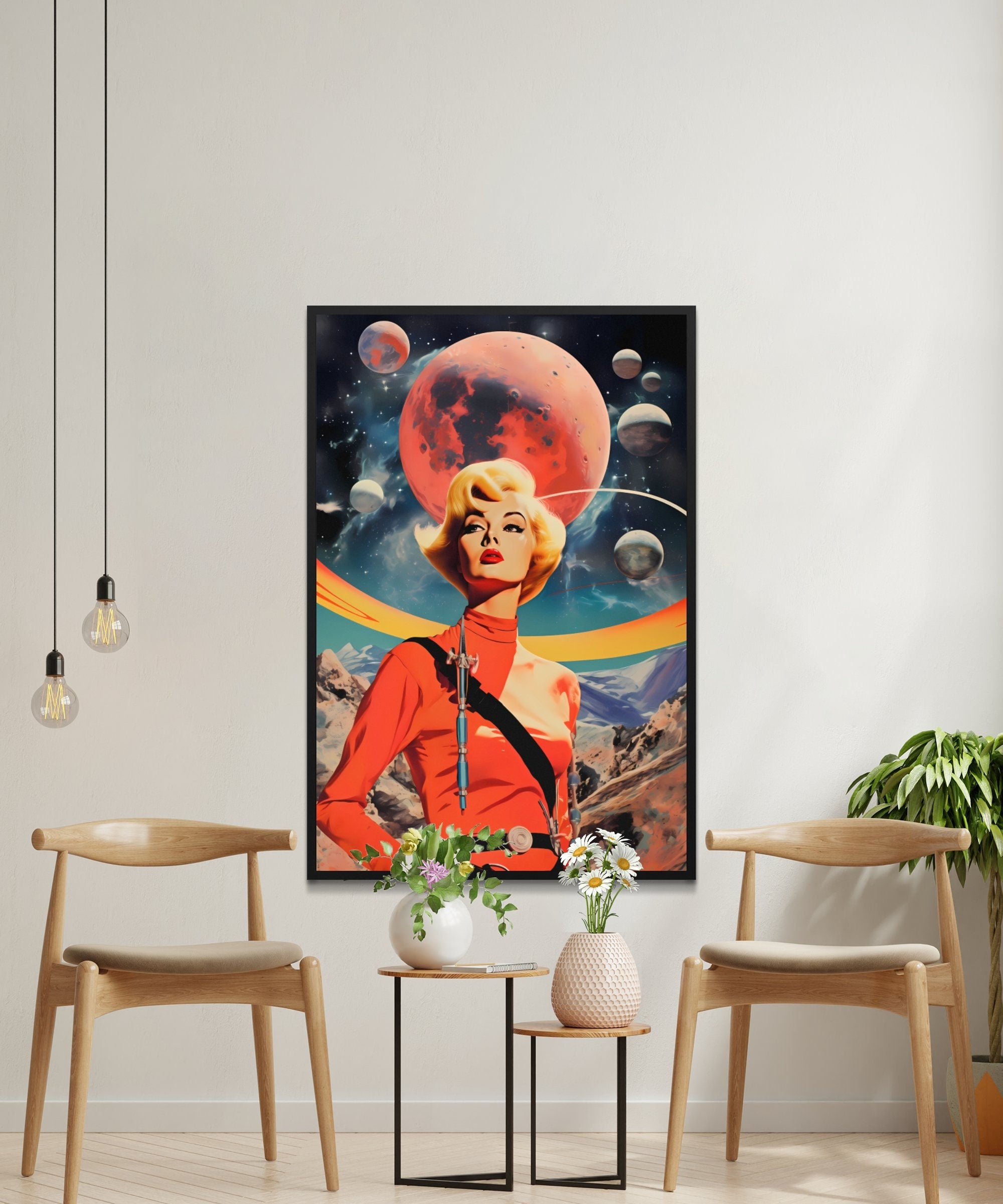 Stellar Frontier: A Retro Cosmic Journey in Futuristic Collage Art, Modern Art, Wall Art, Retro Art Wall Art, Sci Fi Wall Art, Space Art