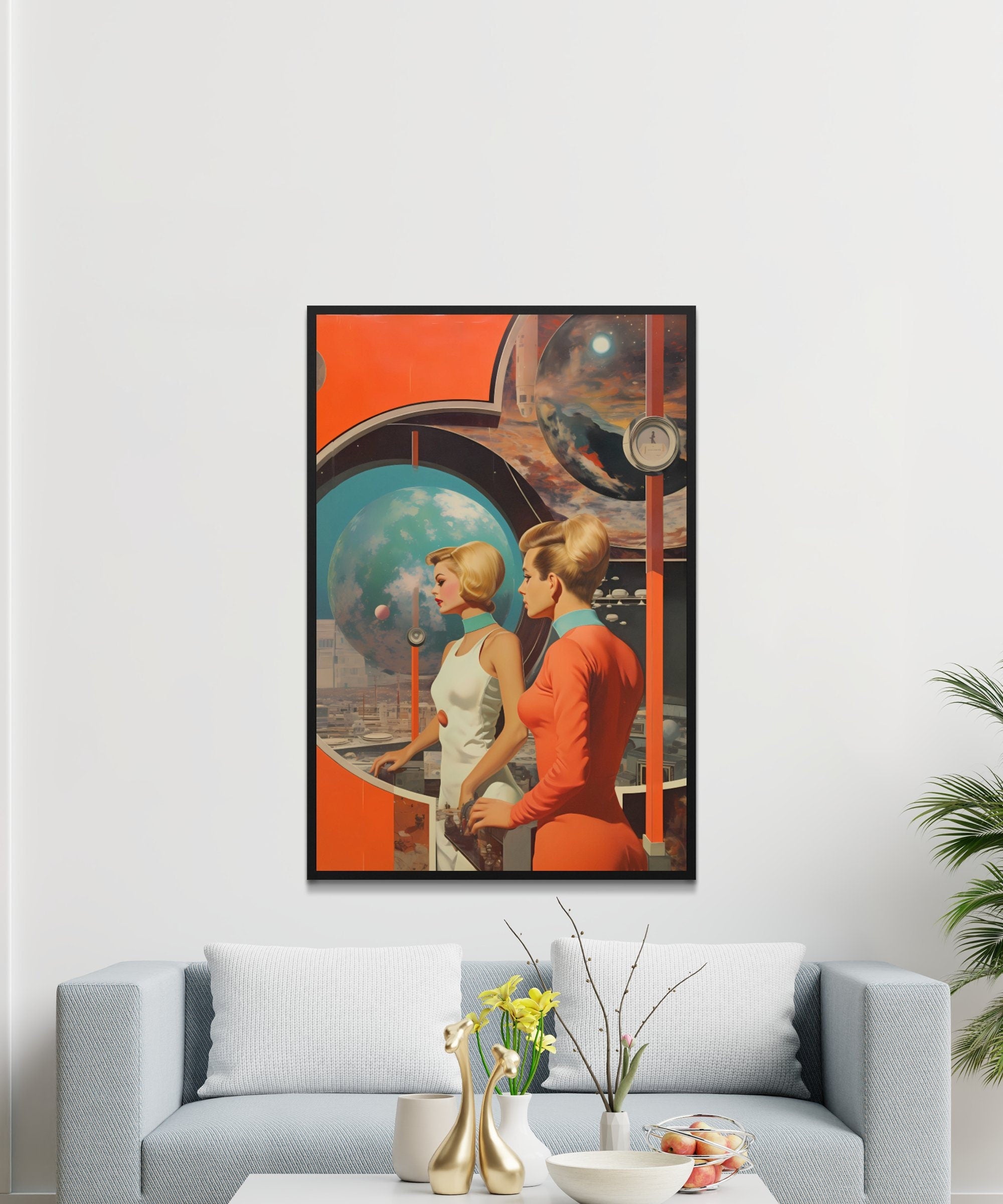 Elegance Unveiled: Vintage Wall Art Exhibition Featuring Retro Futurism, Sci-Fi Collage, and Space Art, Modern Art, Wall Art, Retro Art