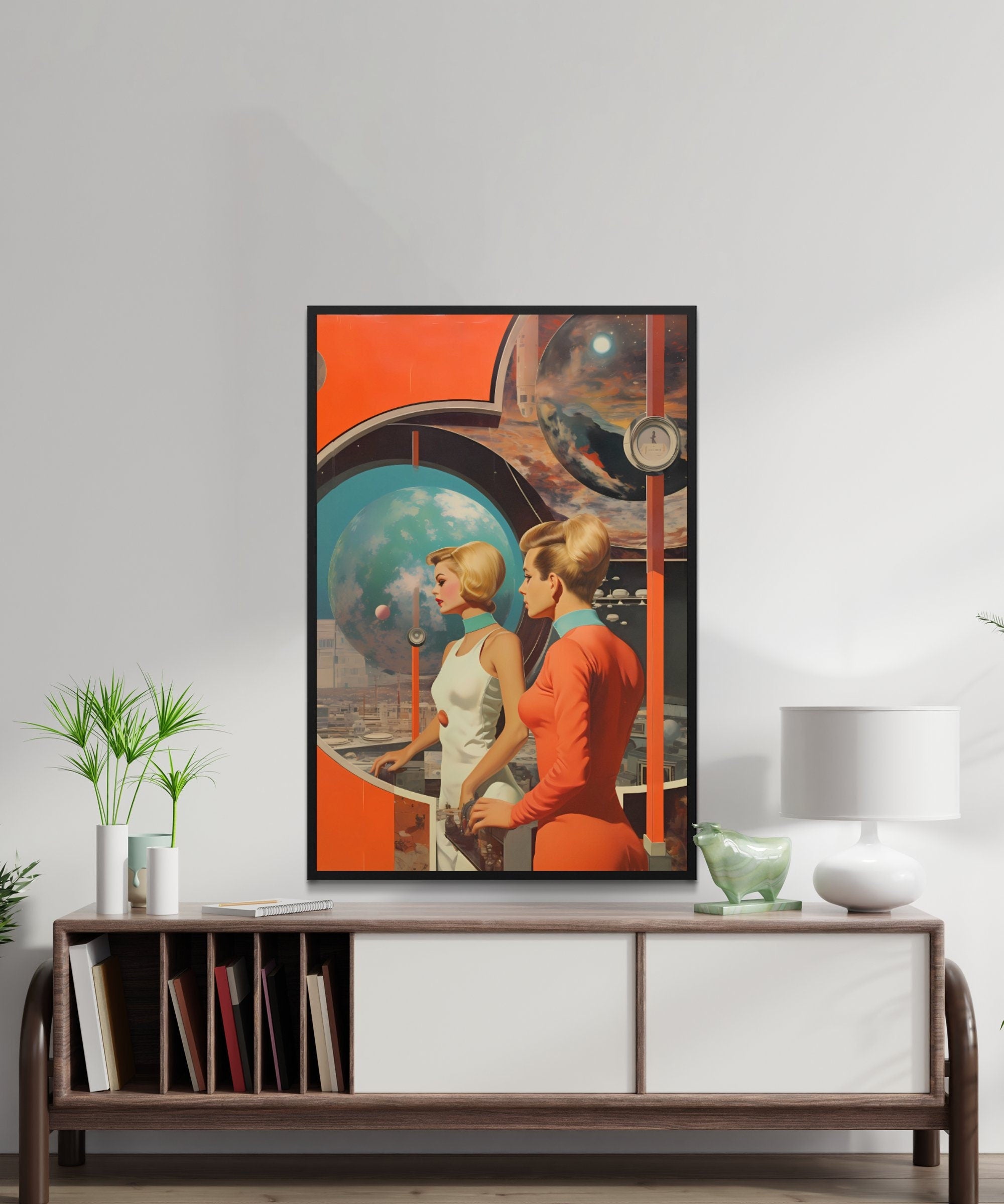 Elegance Unveiled: Vintage Wall Art Exhibition Featuring Retro Futurism, Sci-Fi Collage, and Space Art, Modern Art, Wall Art, Retro Art