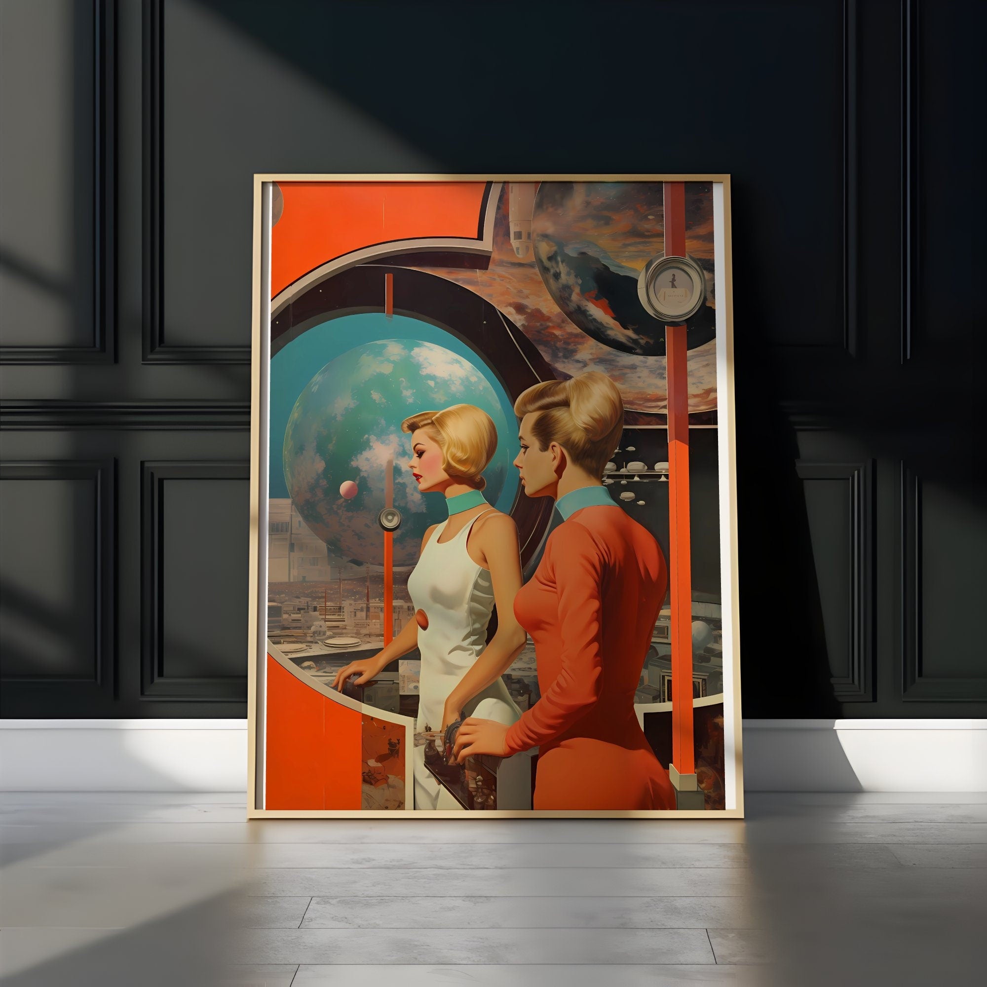 Elegance Unveiled: Vintage Wall Art Exhibition Featuring Retro Futurism, Sci-Fi Collage, and Space Art, Modern Art, Wall Art, Retro Art