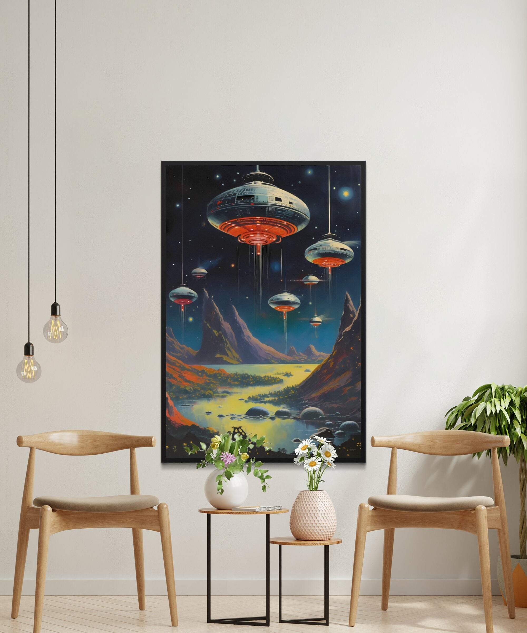 UFO Space Chase in the Old West: A Retro Futuristic Cosmic Collage Art Piece, Modern Art, Wall Art, Retro Art Wall Art, Sci Fi Wall Art