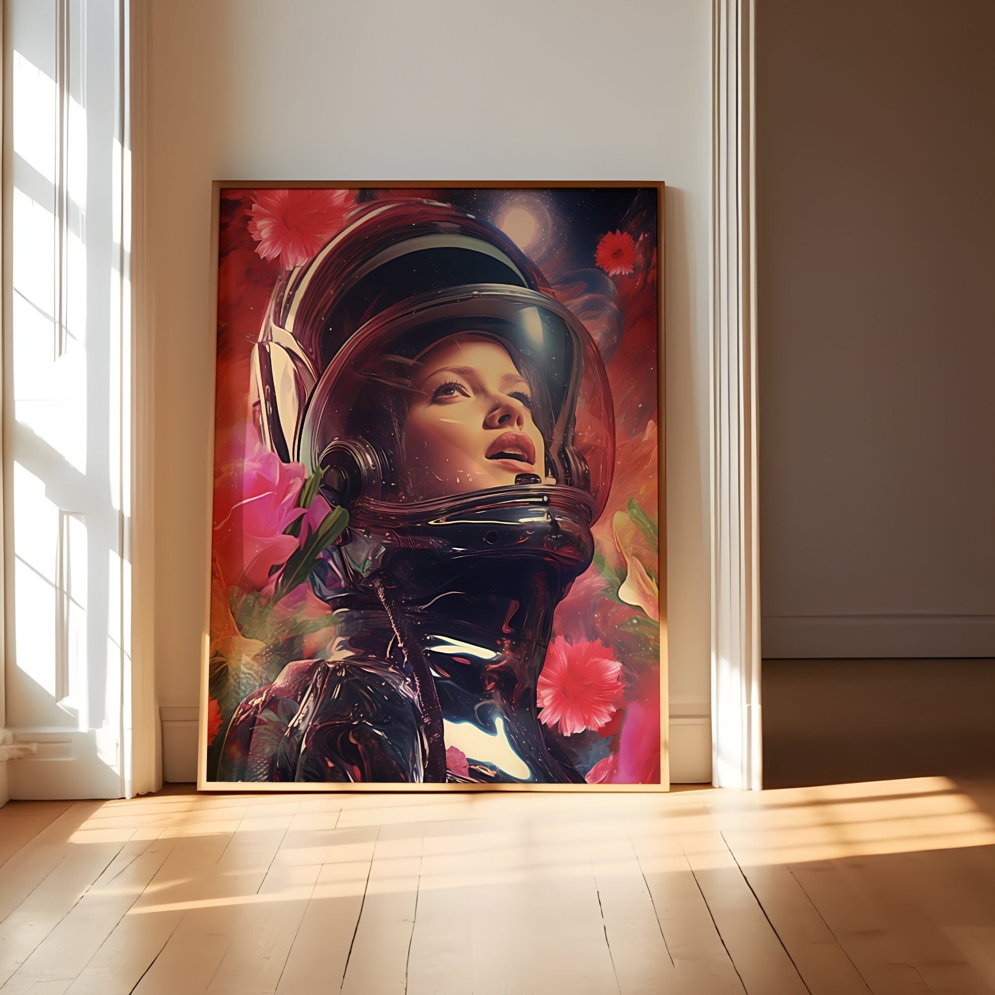 Never Lost: Retro Sci-Fi Art of Cosmic Companionship | Vintage Astronaut Wall Decor