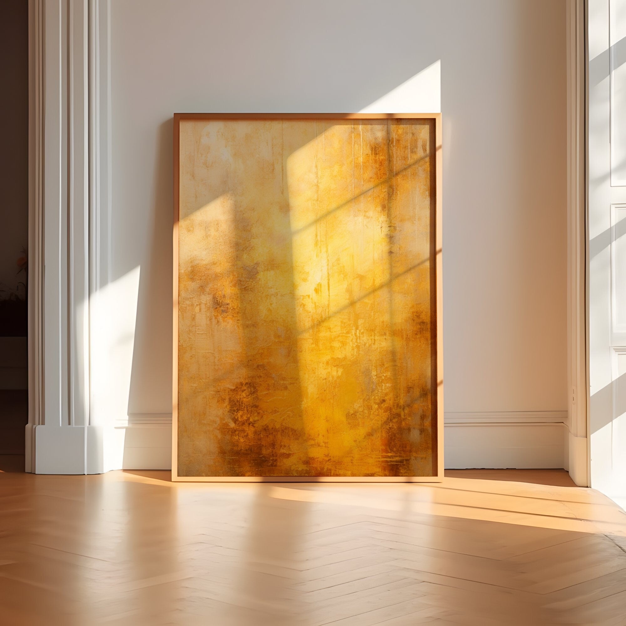 Eternal Radiance:Gold & Yellow Abstract Sunlight Interactive Wall Art