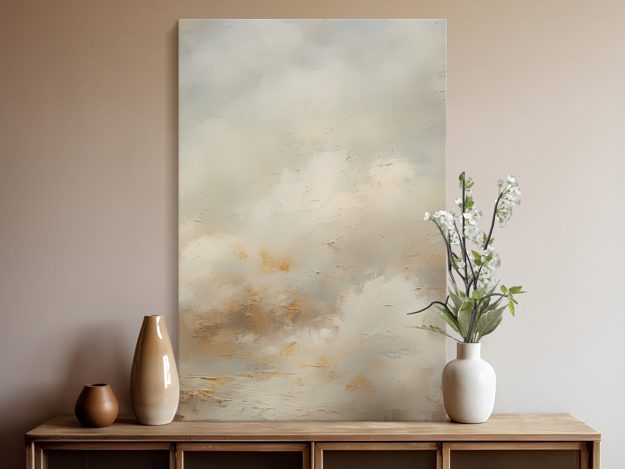Whispers of the Sky: Ethereal Minimalist Cloudscape | Abstract & Serene Wall Art
