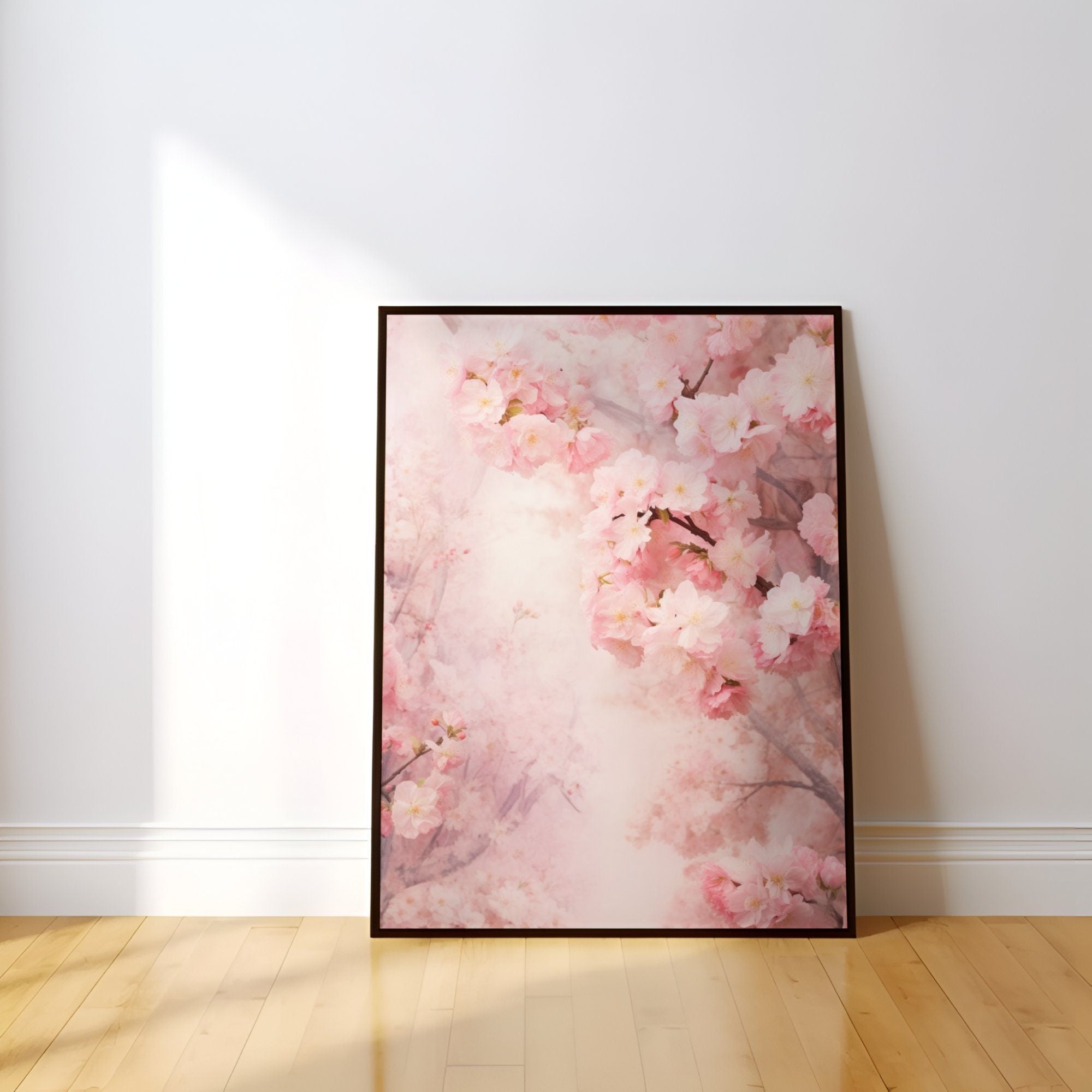The Gentle Unfolding: Pink & White Abstract Floral Art | Serene & Timeless Wall Decor