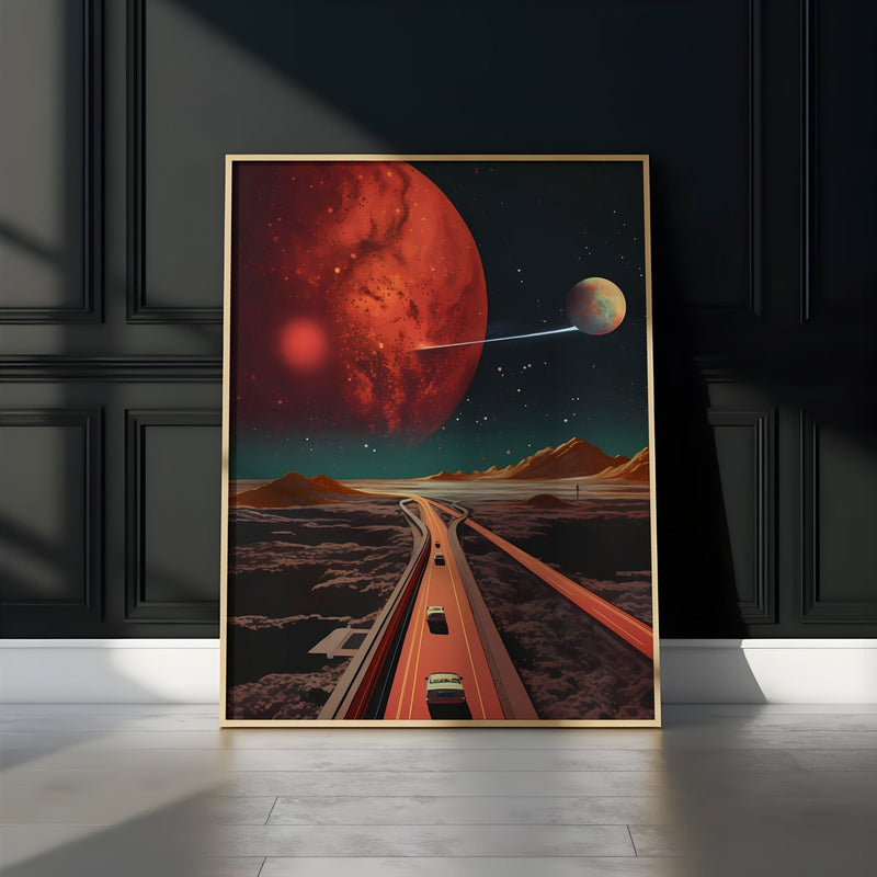 Retro Sci-Fi Wall Art – Vintage Cosmic Space Highway Poster | Nostalgic Decor