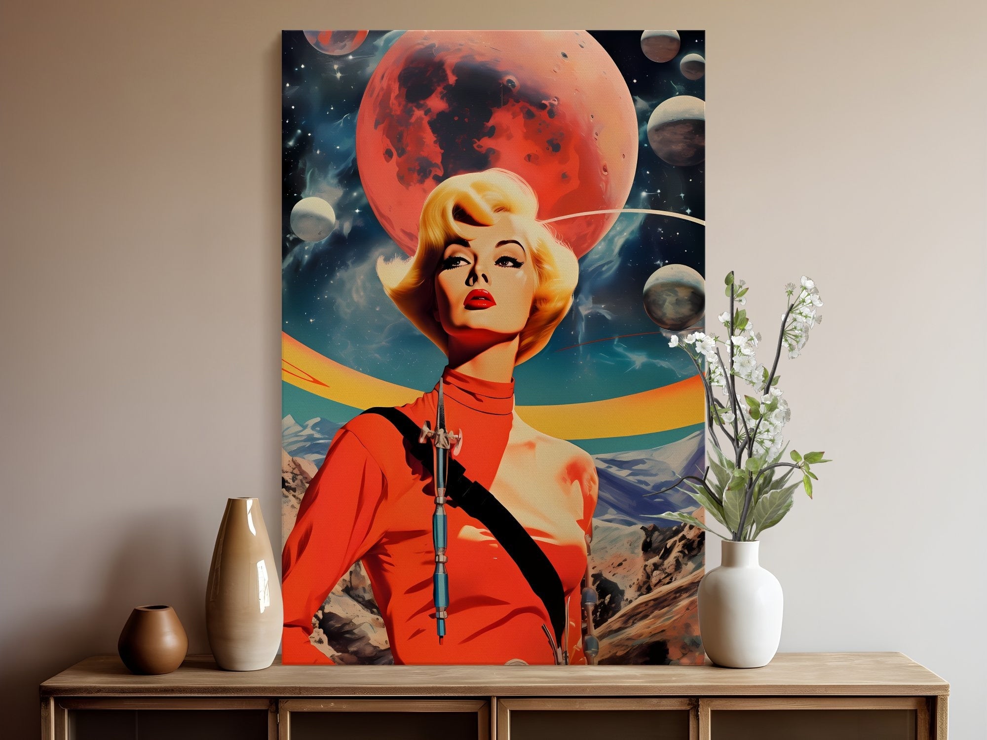 Stellar Frontier: A Retro Cosmic Journey in Futuristic Collage Art, Modern Art, Wall Art, Retro Art Wall Art, Sci Fi Wall Art, Space Art