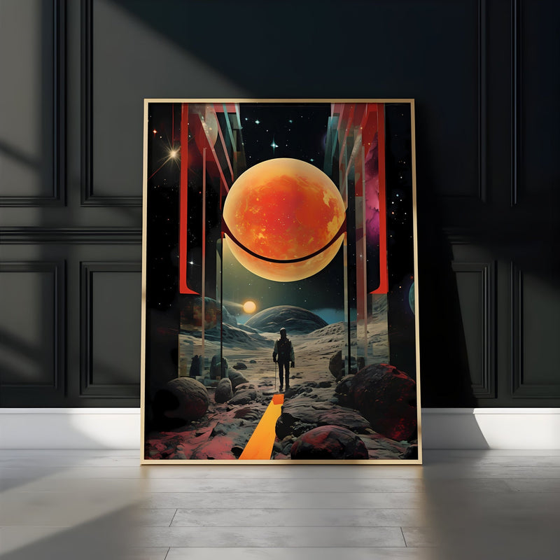 Retro Sci-Fi Art – Vintage Mars Wall Decor | Cosmic Collage Print Poster