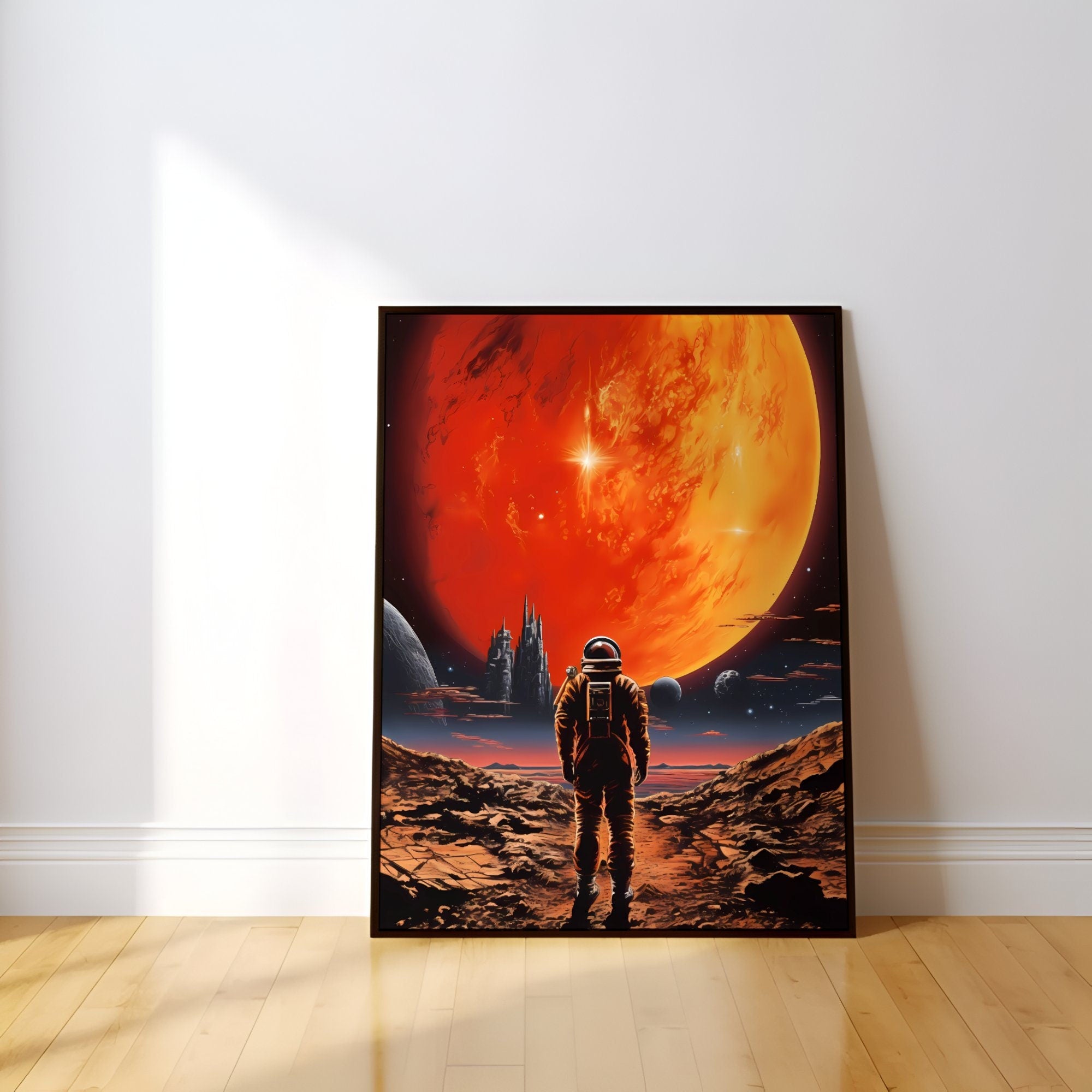 Distant Red: A Vintage Retro Futuristic Journey to Mars in Sci-Fi Collage Art, Modern Art, Retro Art, Wall Art, Cosmic Art, Sci Fi Art