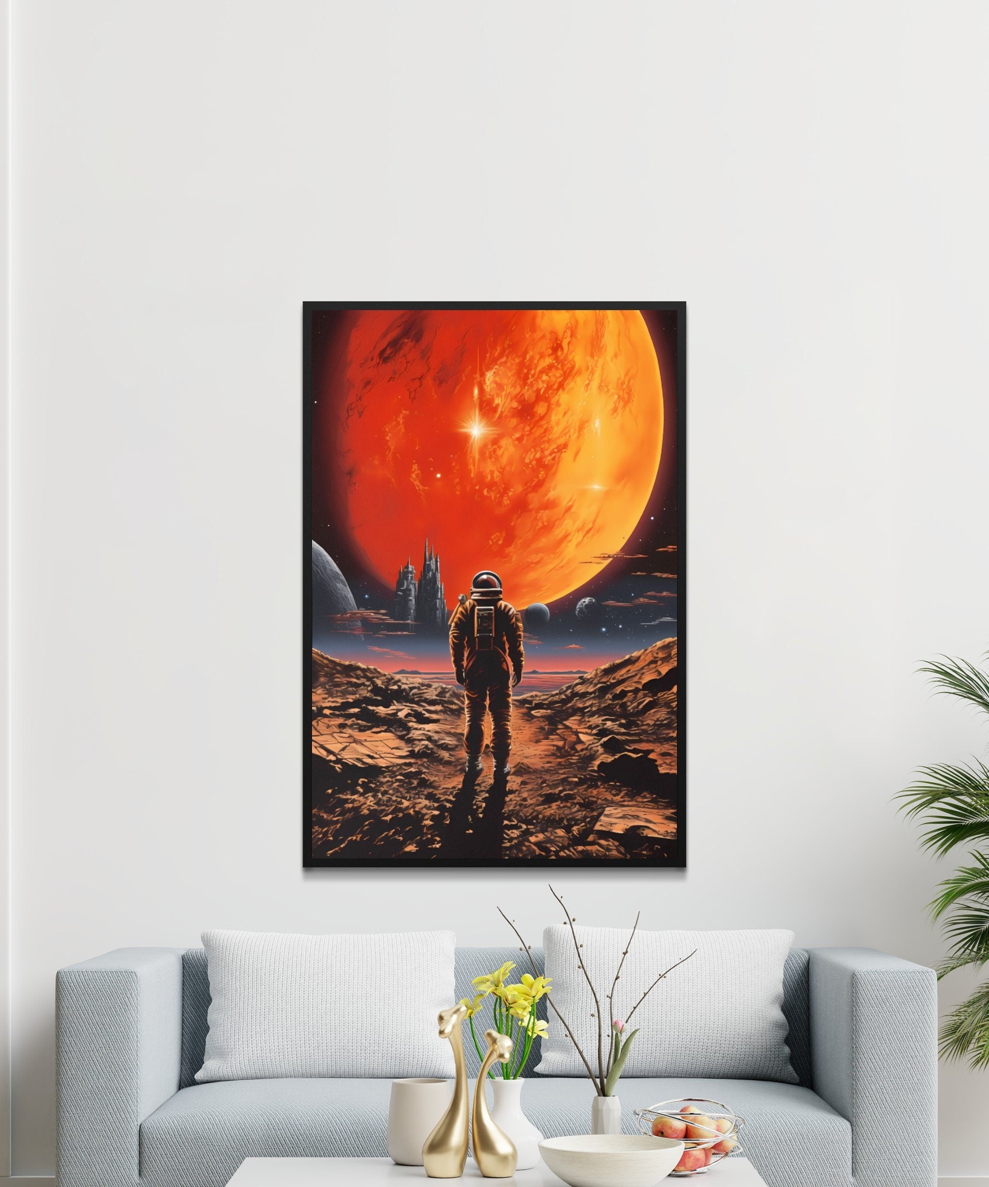 Distant Red: A Vintage Retro Futuristic Journey to Mars in Sci-Fi Collage Art, Modern Art, Retro Art, Wall Art, Cosmic Art, Sci Fi Art