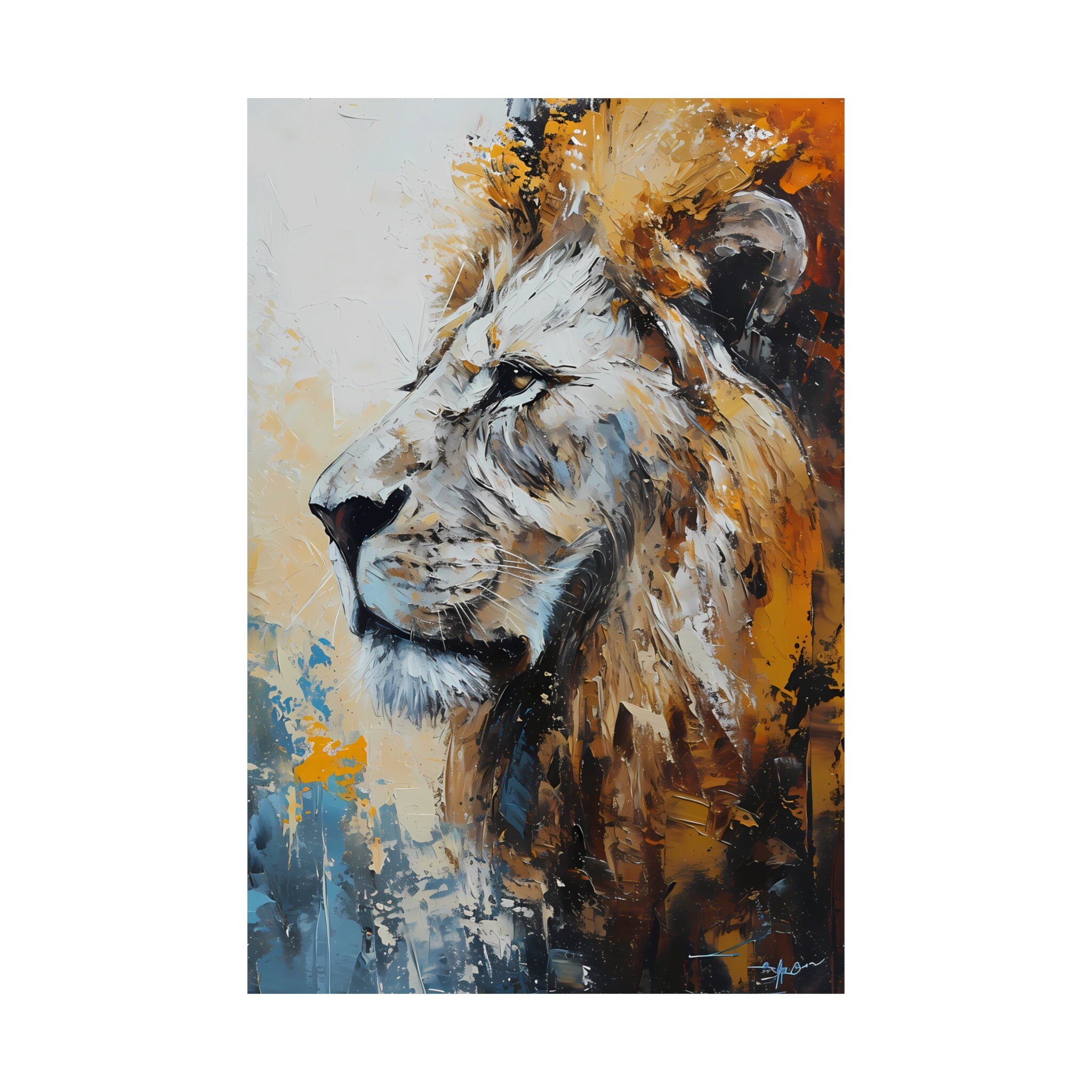 Regal Reverie Lion Abstract Gold Interactive Wall Art