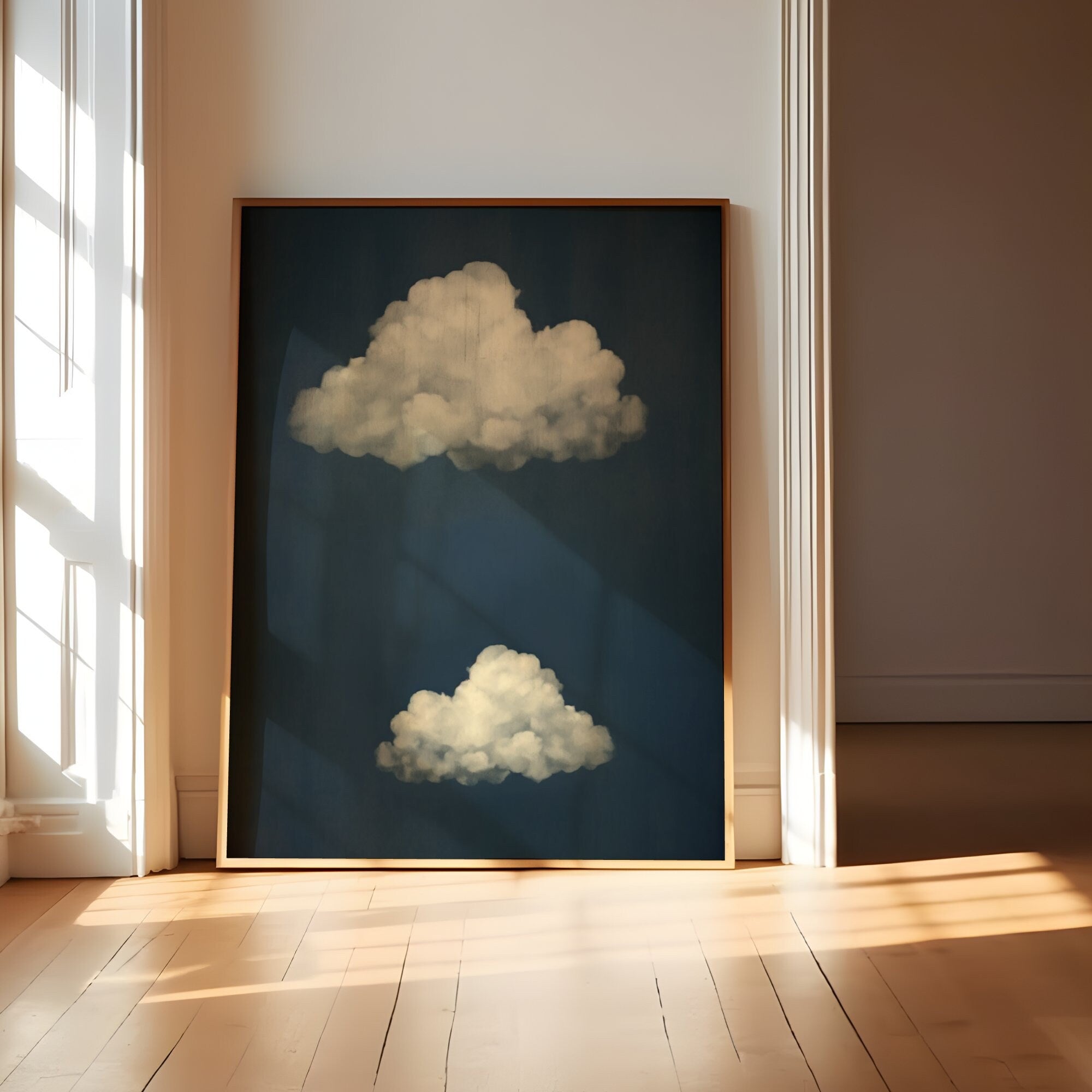 Emerald Elegance Simple Vintage Moody Two Clouds Interactive Wall Art