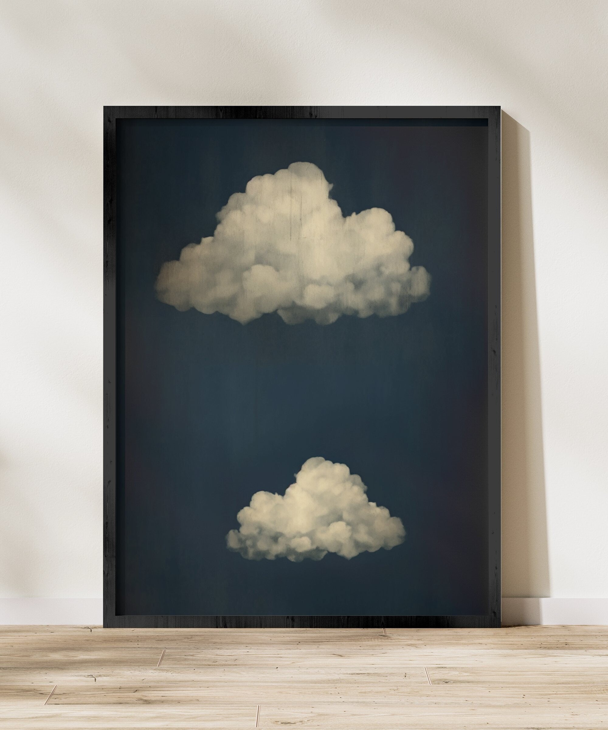 Emerald Elegance Simple Vintage Moody Two Clouds Interactive Wall Art