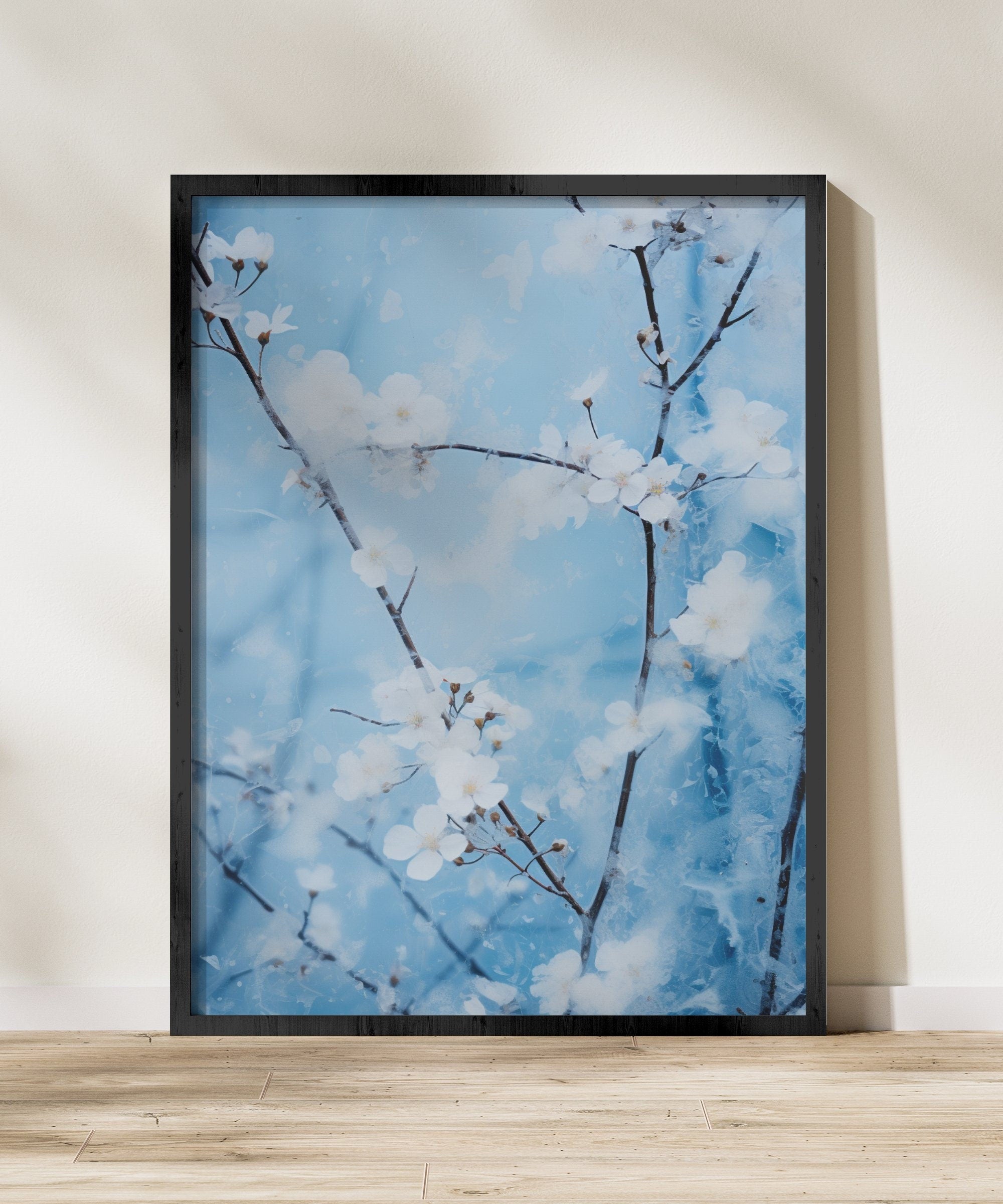 The Glacier's Dream: Ethereal Ice & Abstract Art | Serene Blue & White Minimalist Decor