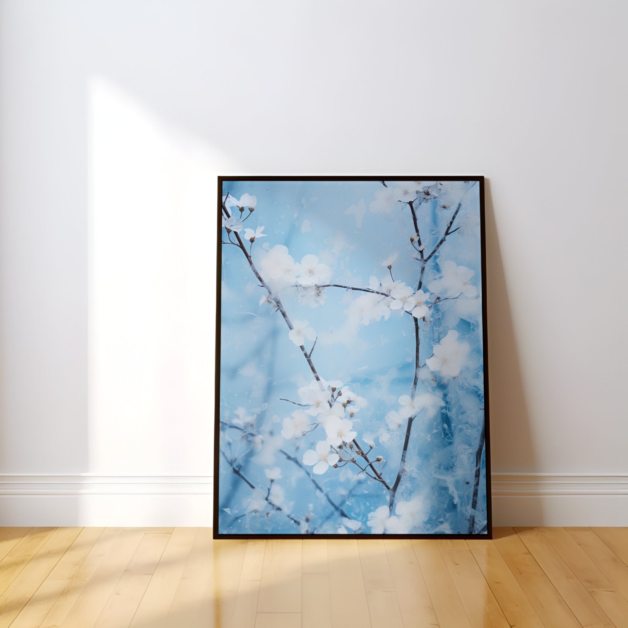 The Glacier's Dream: Ethereal Ice & Abstract Art | Serene Blue & White Minimalist Decor