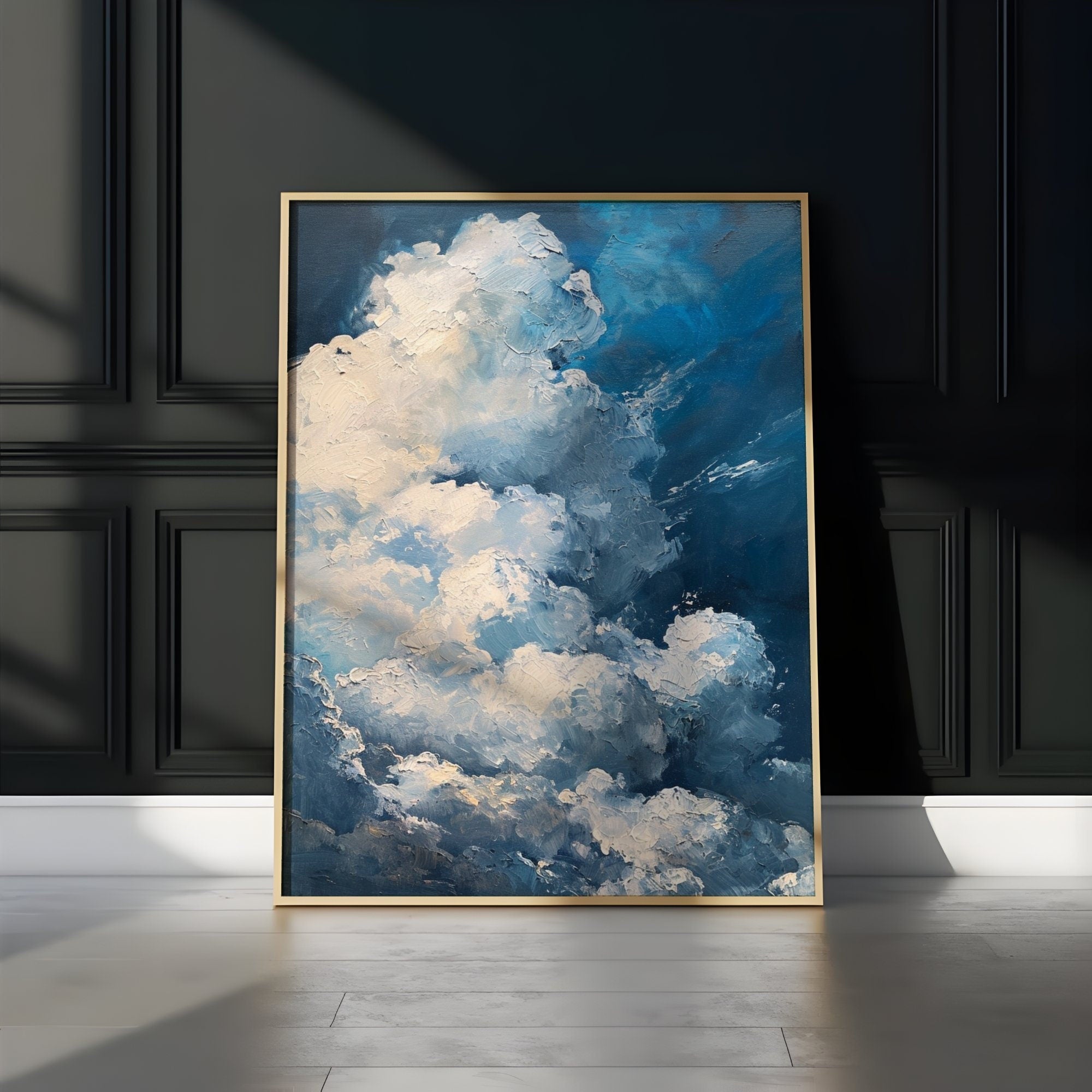 Solitude in the Skies Deep Blue Lonely Cloud Interactive Wall Art