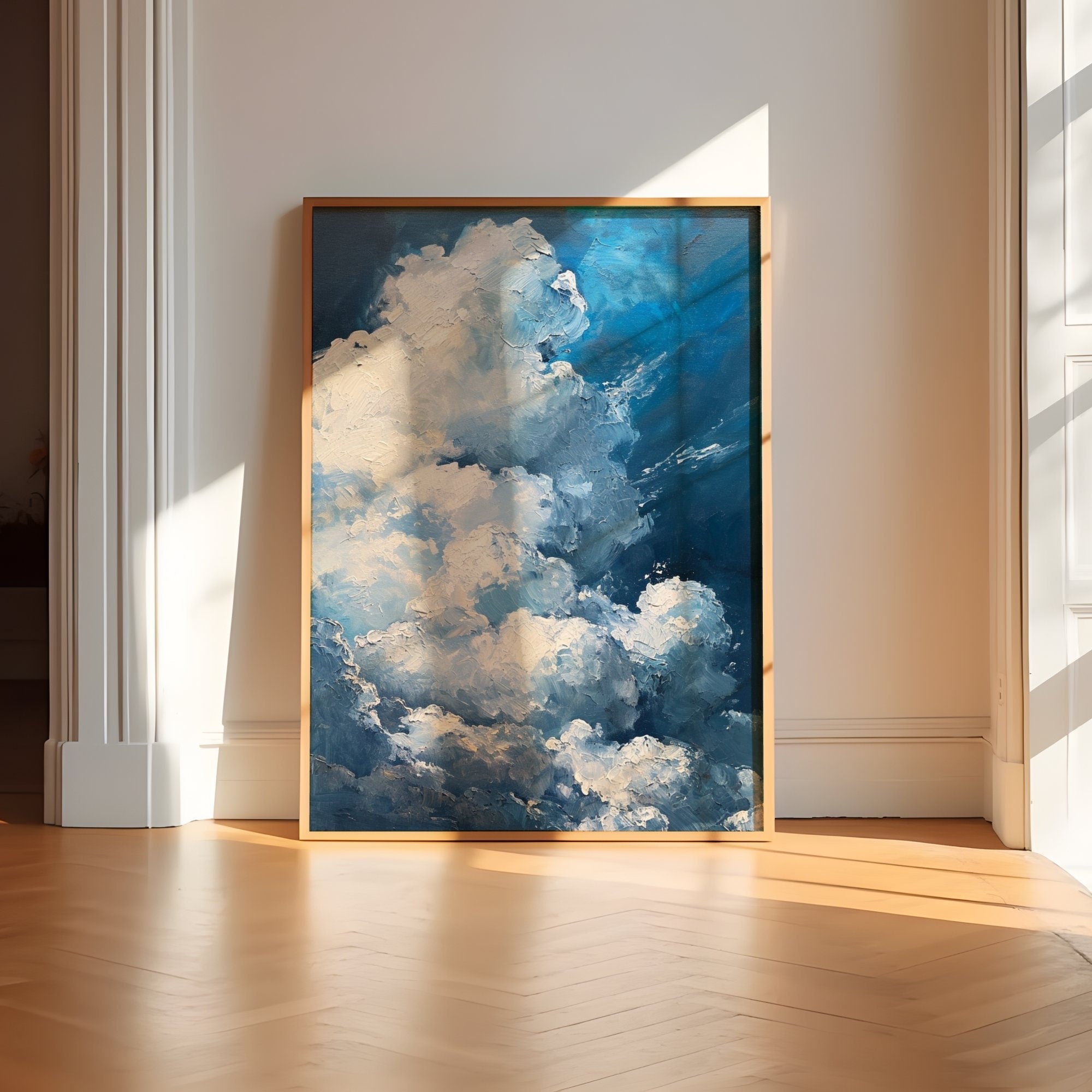 Solitude in the Skies Deep Blue Lonely Cloud Interactive Wall Art