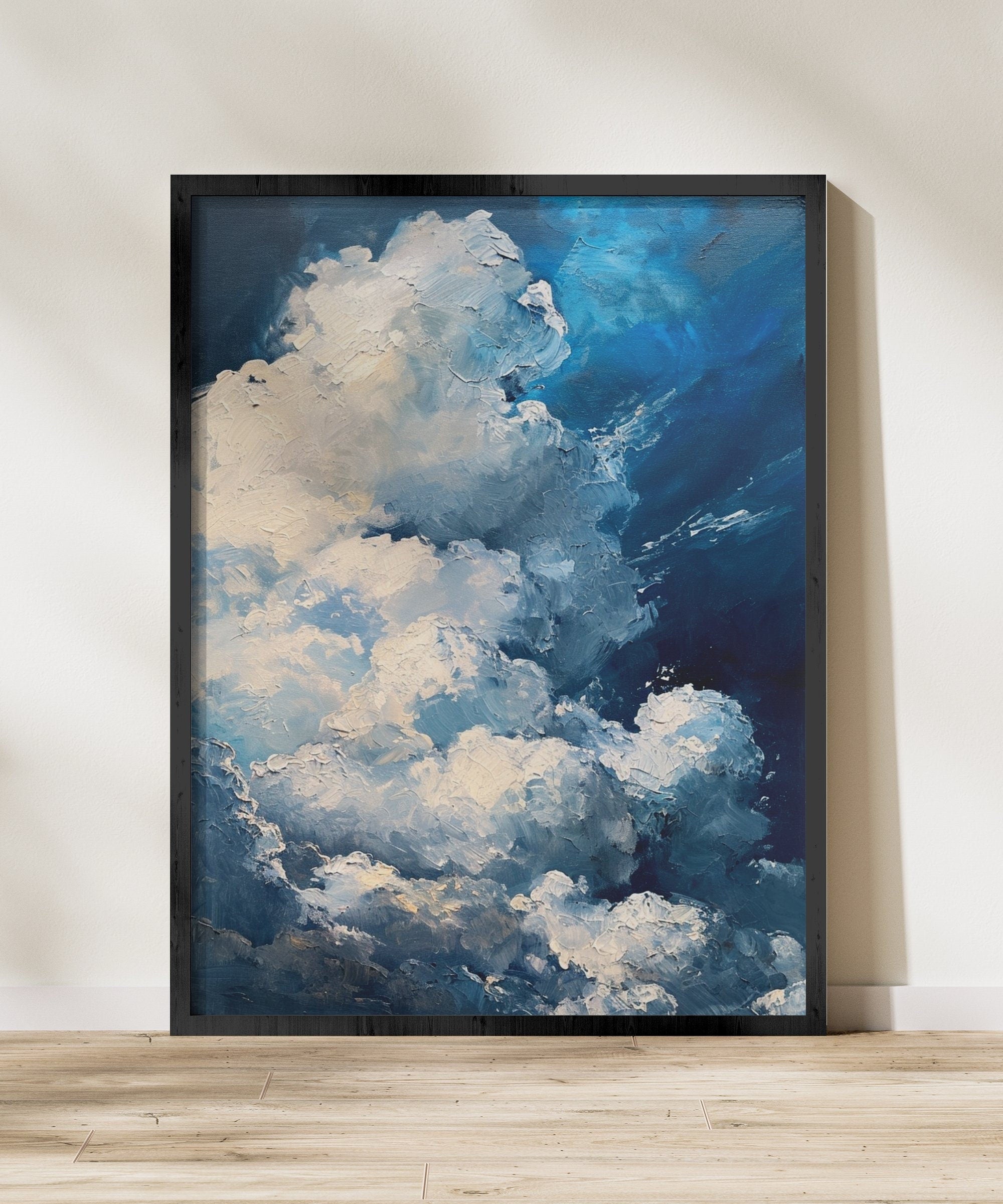 Solitude in the Skies Deep Blue Lonely Cloud Interactive Wall Art