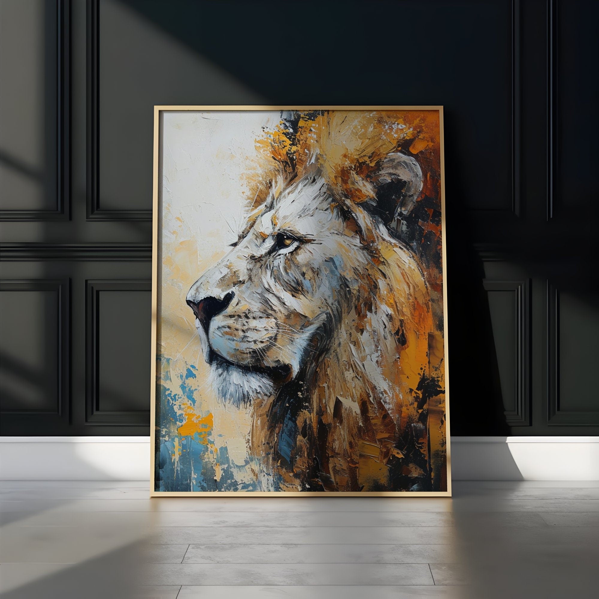 Regal Reverie Lion Abstract Gold Interactive Wall Art