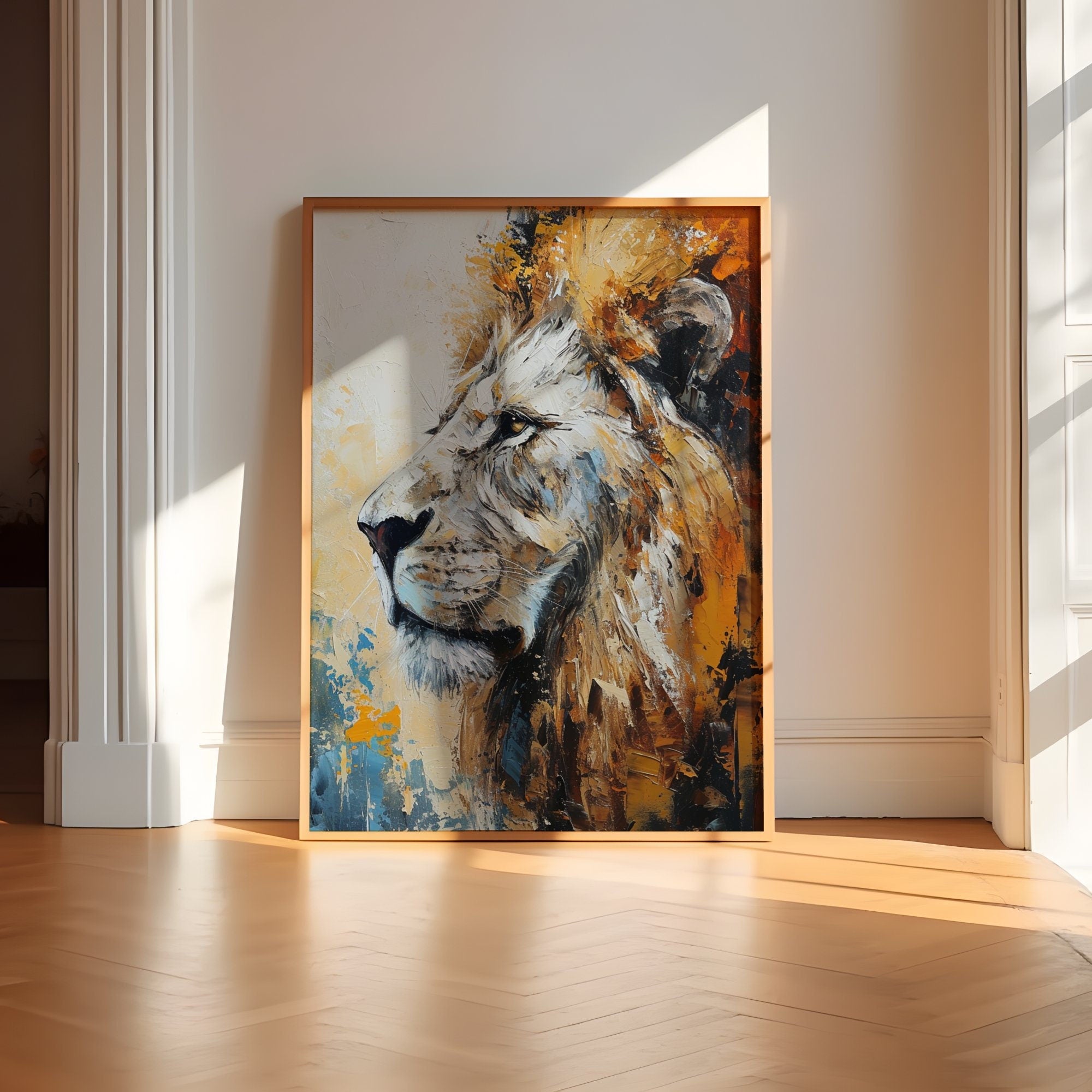 Regal Reverie Lion Abstract Gold Interactive Wall Art