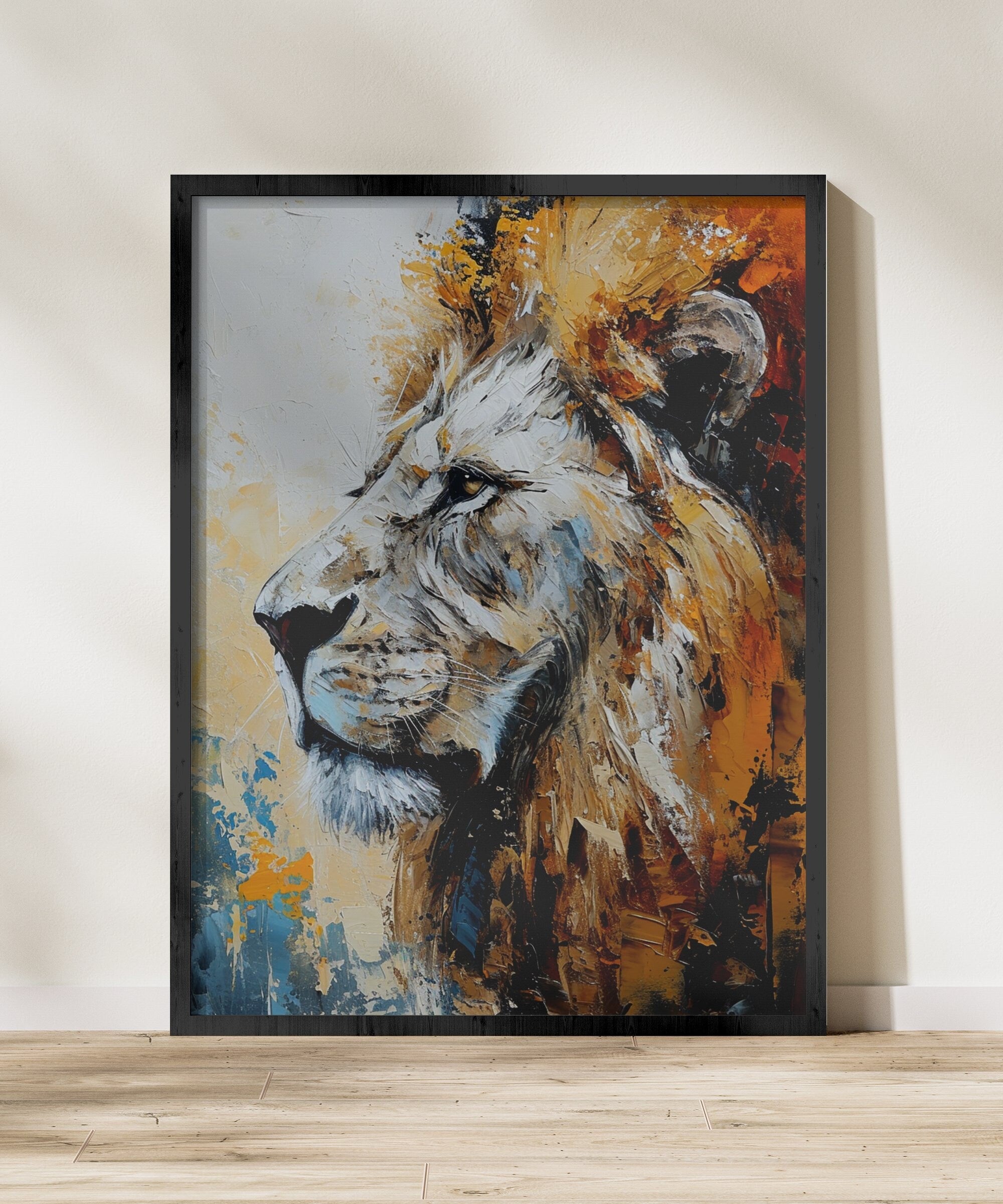 Regal Reverie Lion Abstract Gold Interactive Wall Art