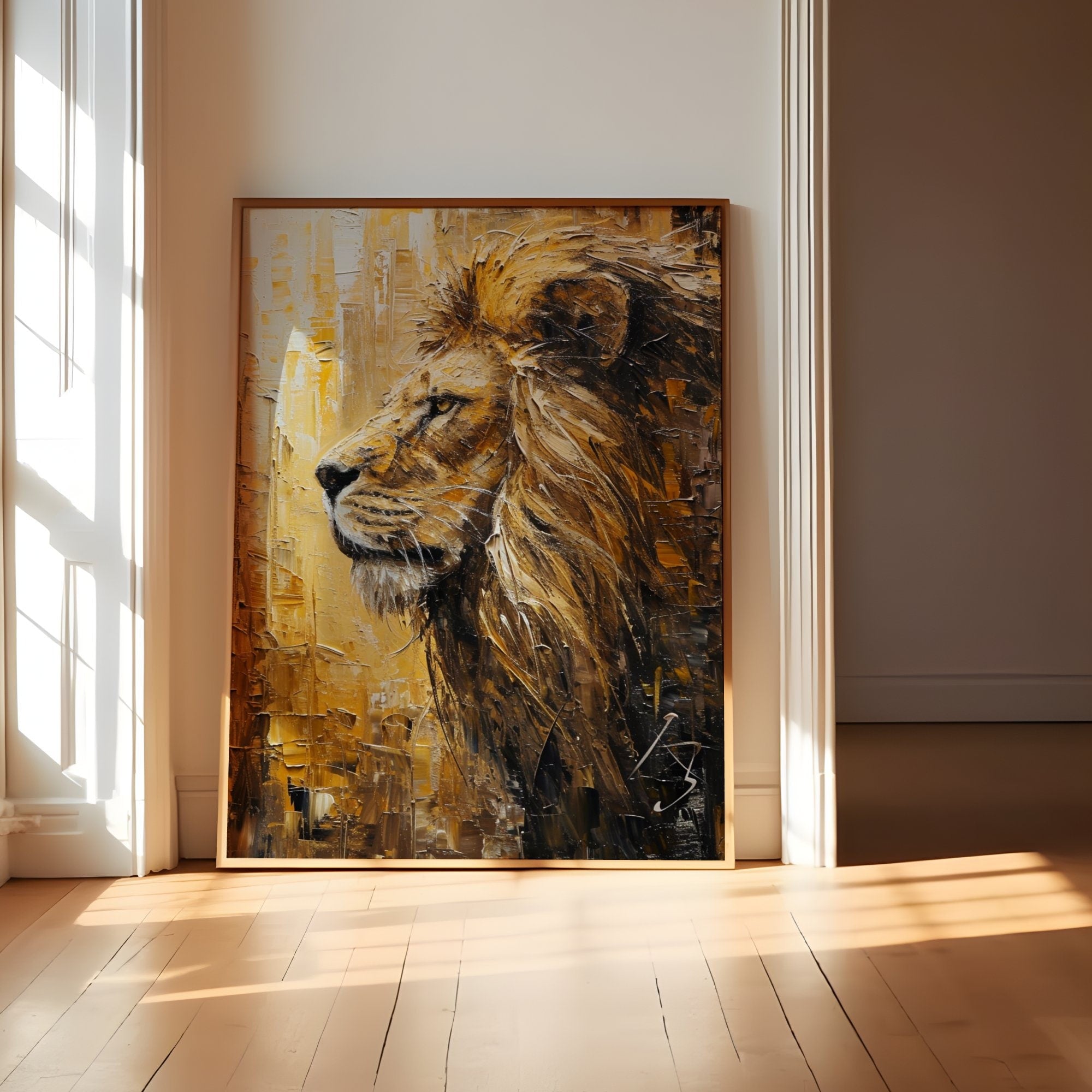 Golden Pride Abstract Lion Modern Wildlife Interactive Wall Art