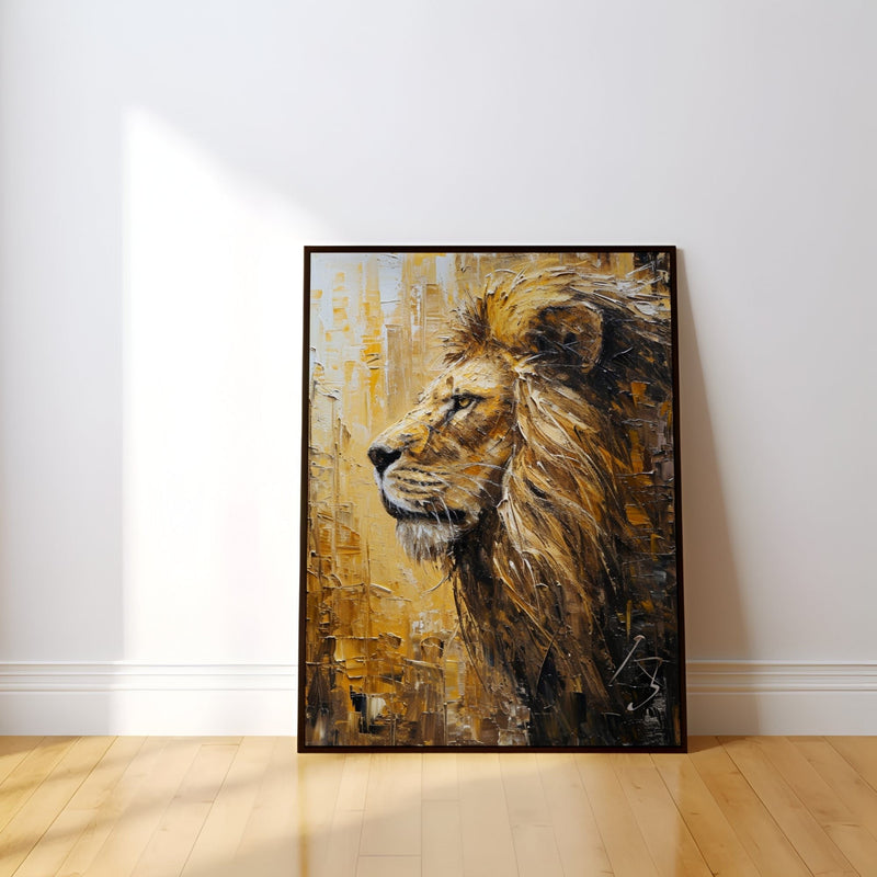 Golden Lioness Portrait – Abstract Lioness Art | Majestic Wildlife Wall Decor