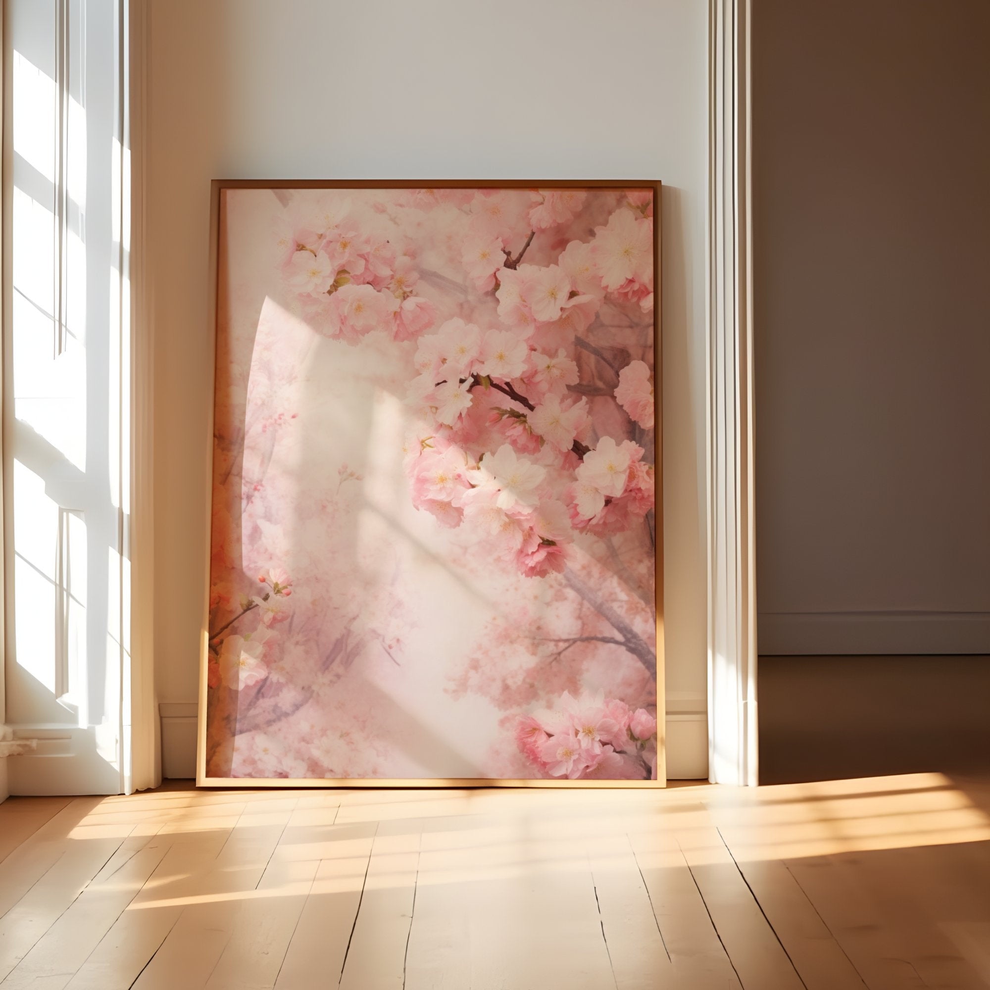 The Gentle Unfolding: Pink & White Abstract Floral Art | Serene & Timeless Wall Decor