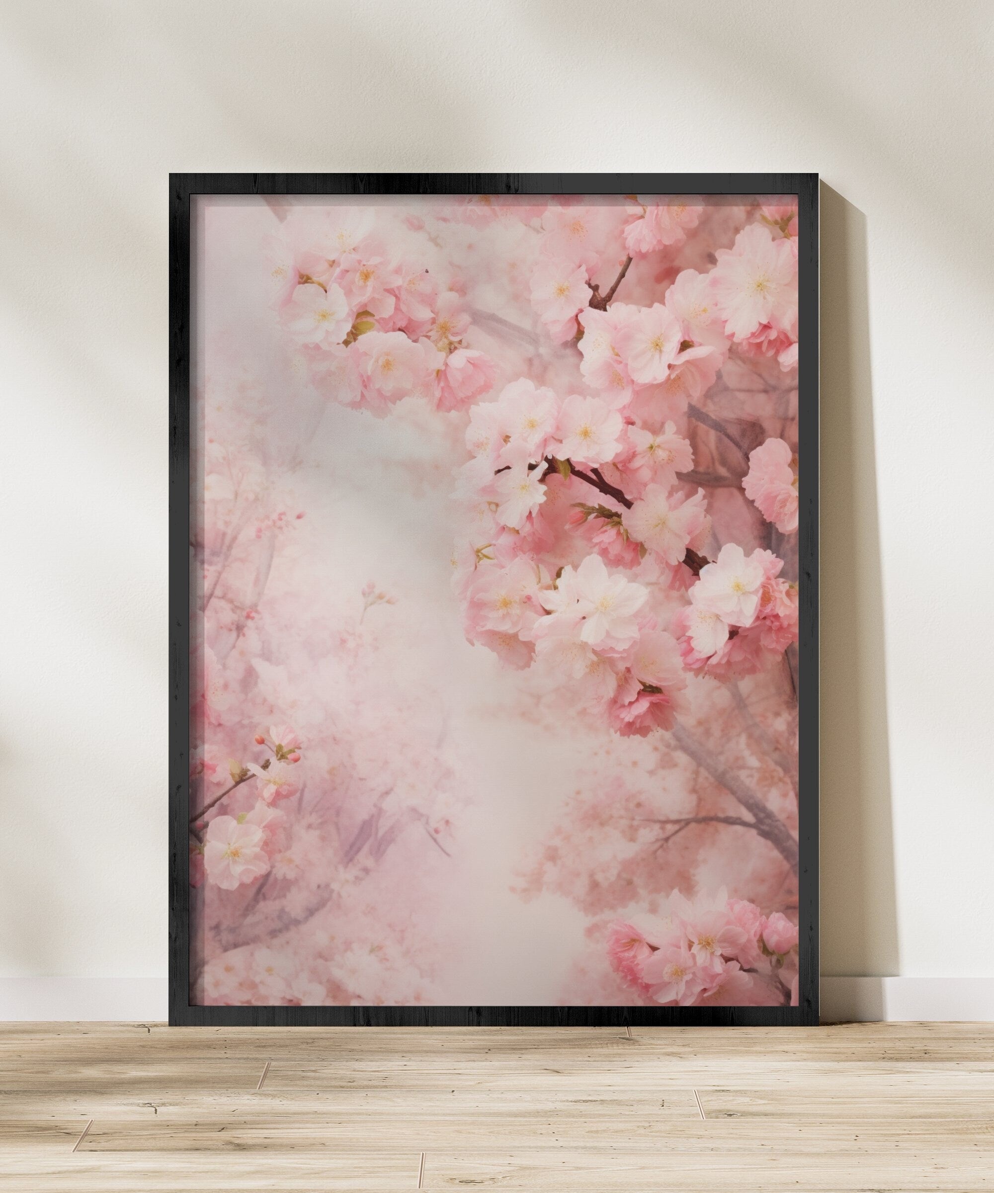 The Gentle Unfolding: Pink & White Abstract Floral Art | Serene & Timeless Wall Decor
