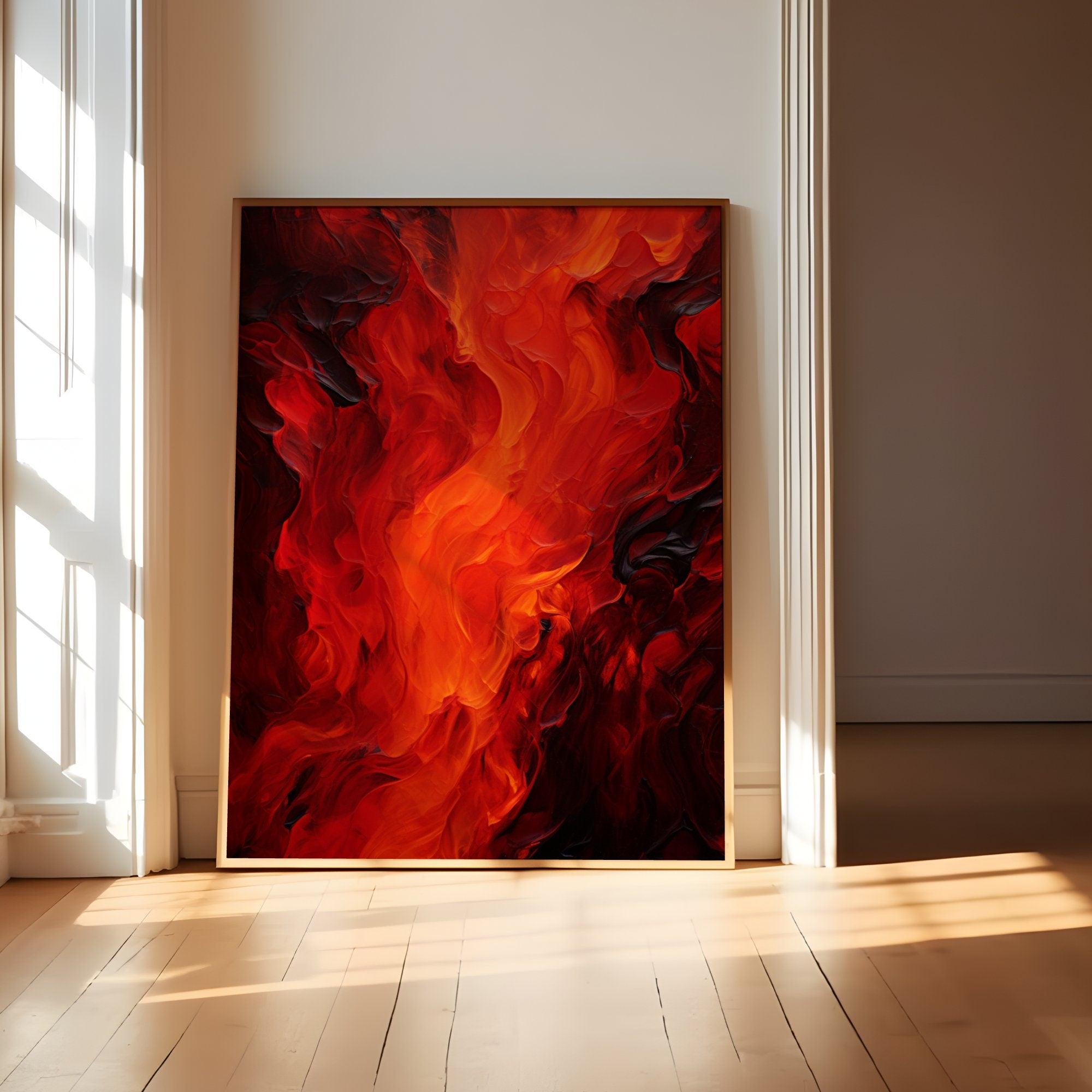 Temporal Flames Abstract Fire Intense Red Tones Interactive Wall Art