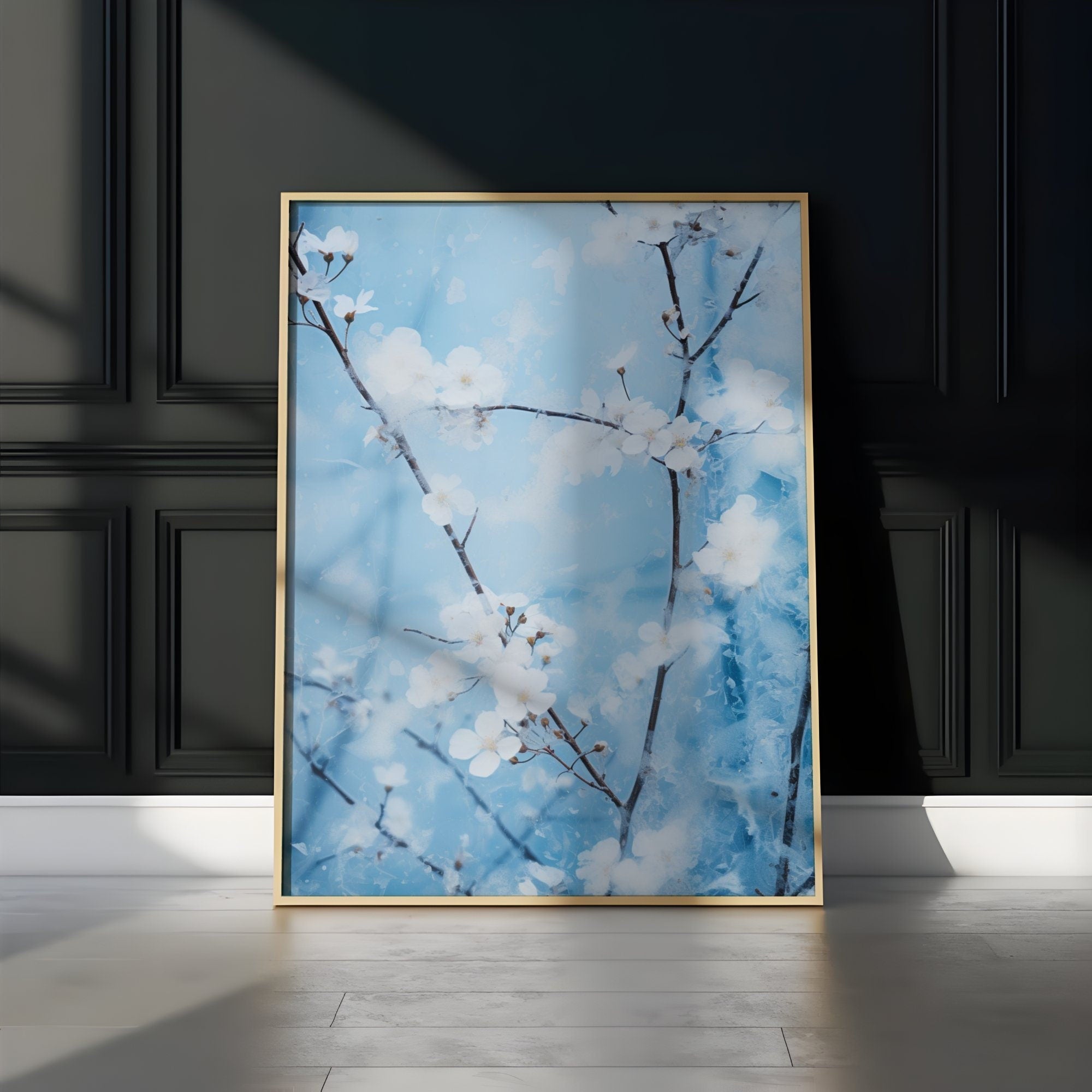The Glacier's Dream: Ethereal Ice & Abstract Art | Serene Blue & White Minimalist Decor