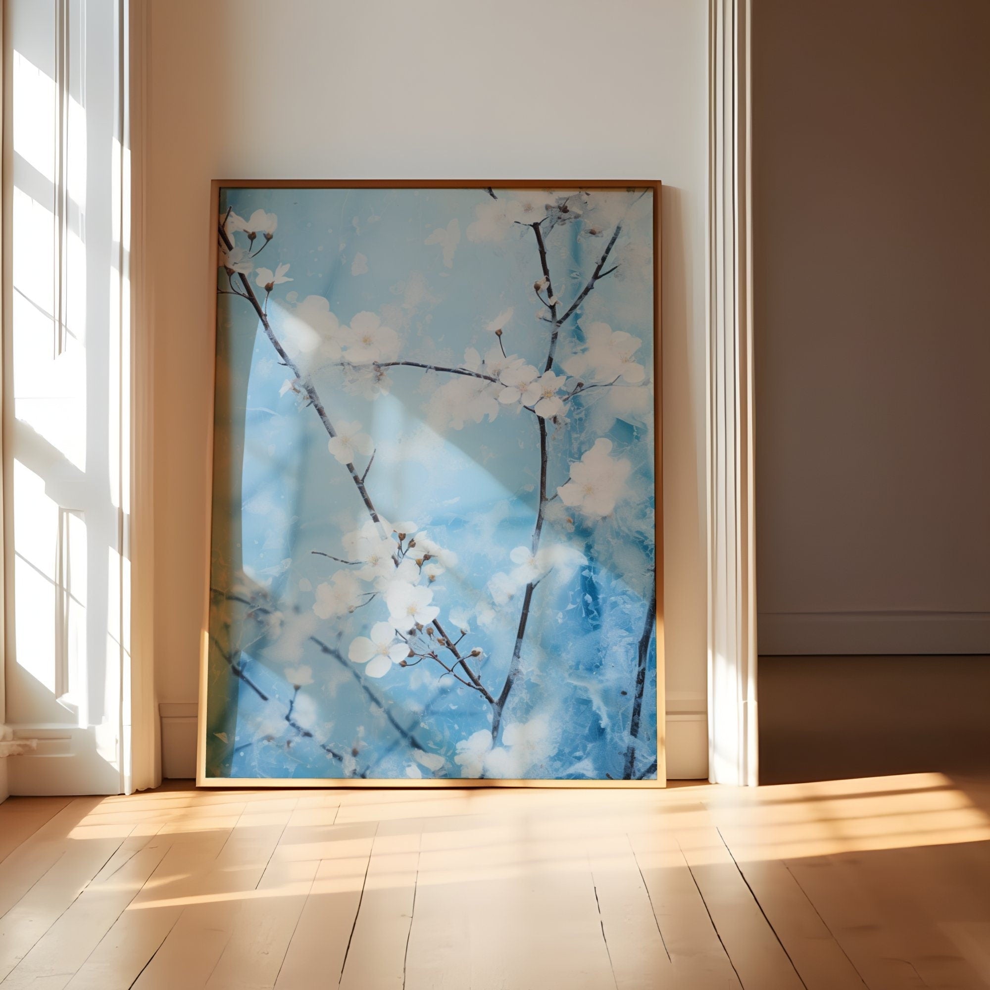 The Glacier's Dream: Ethereal Ice & Abstract Art | Serene Blue & White Minimalist Decor