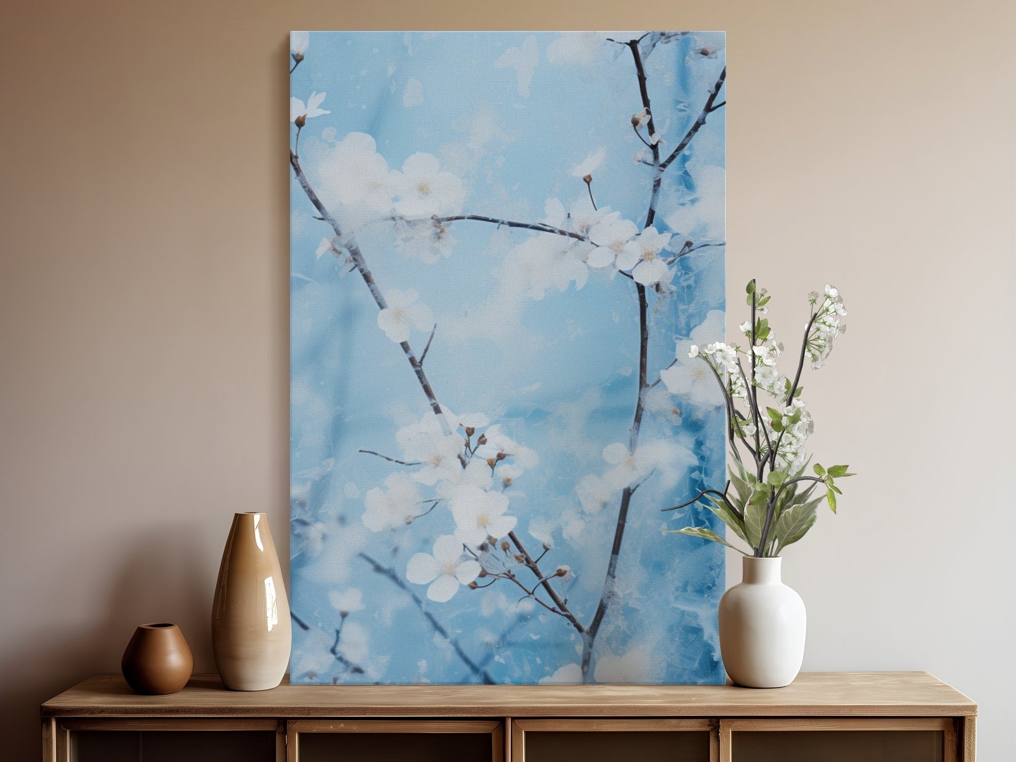 The Glacier's Dream: Ethereal Ice & Abstract Art | Serene Blue & White Minimalist Decor
