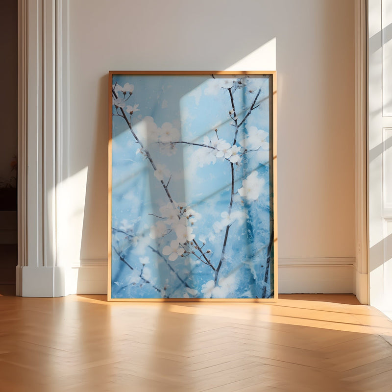 Ethereal Ice Art - Abstract Wall Decor | Serene Blue White Artwork Minimalist Print