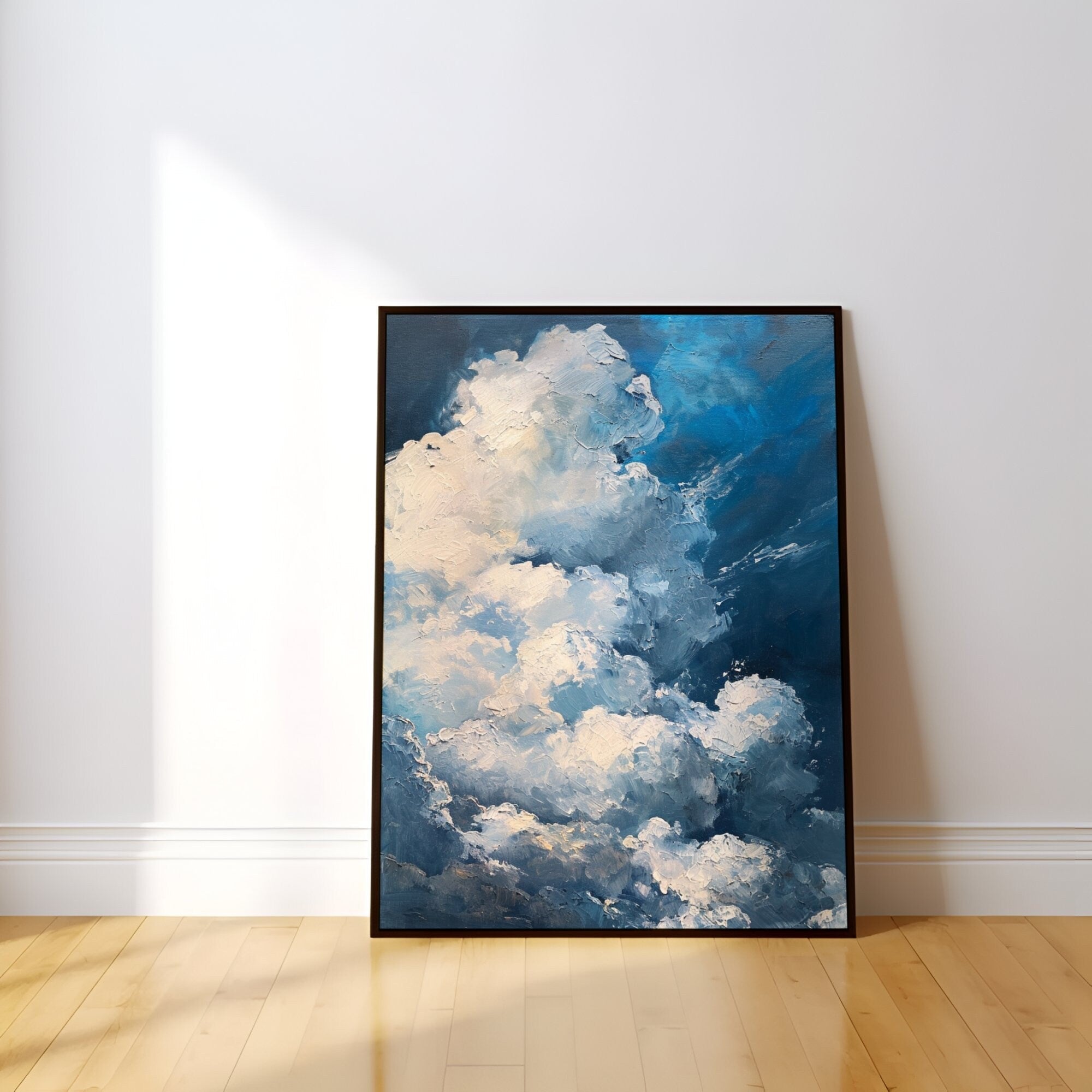 Solitude in the Skies Deep Blue Lonely Cloud Interactive Wall Art