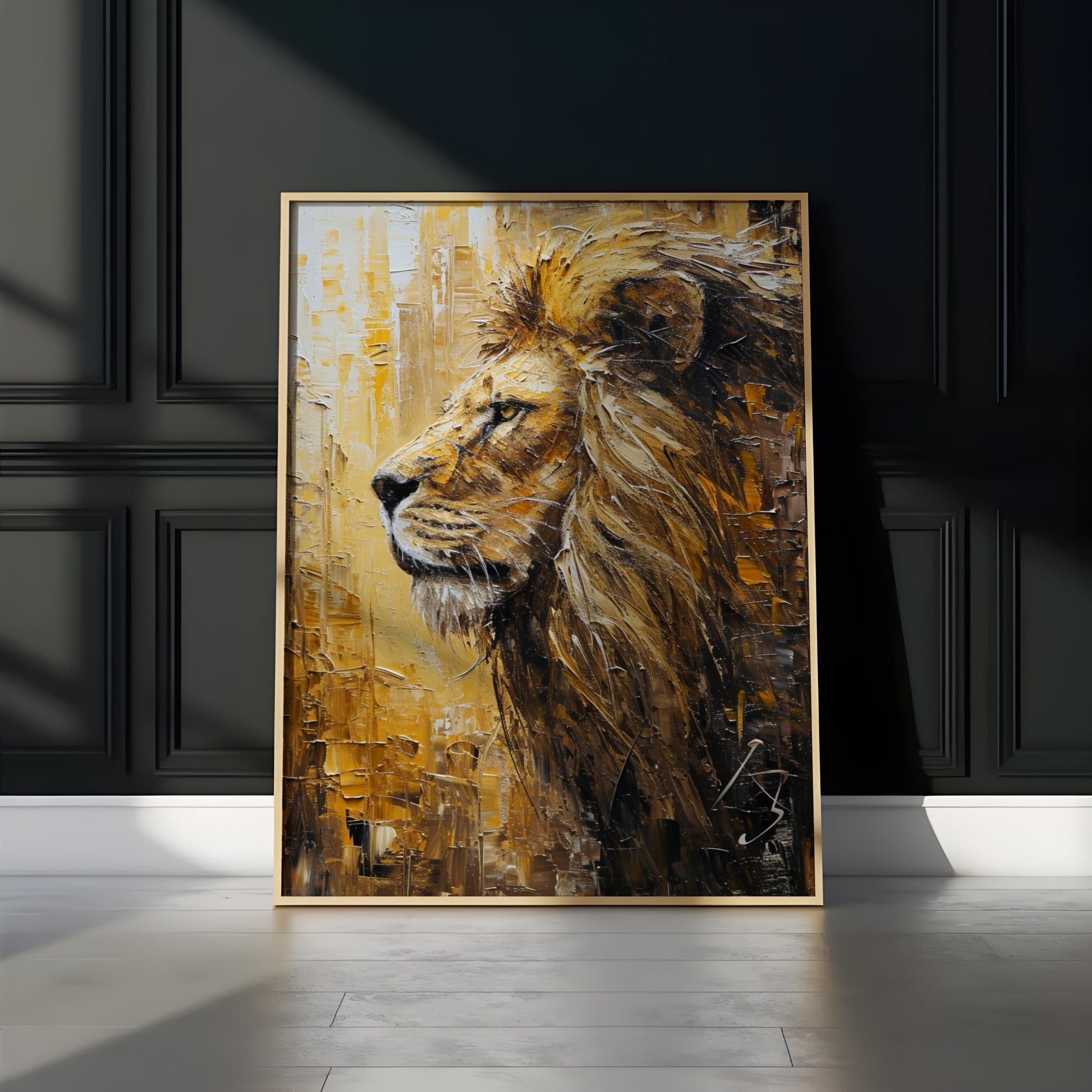 Golden Pride Abstract Lion Modern Wildlife Interactive Wall Art