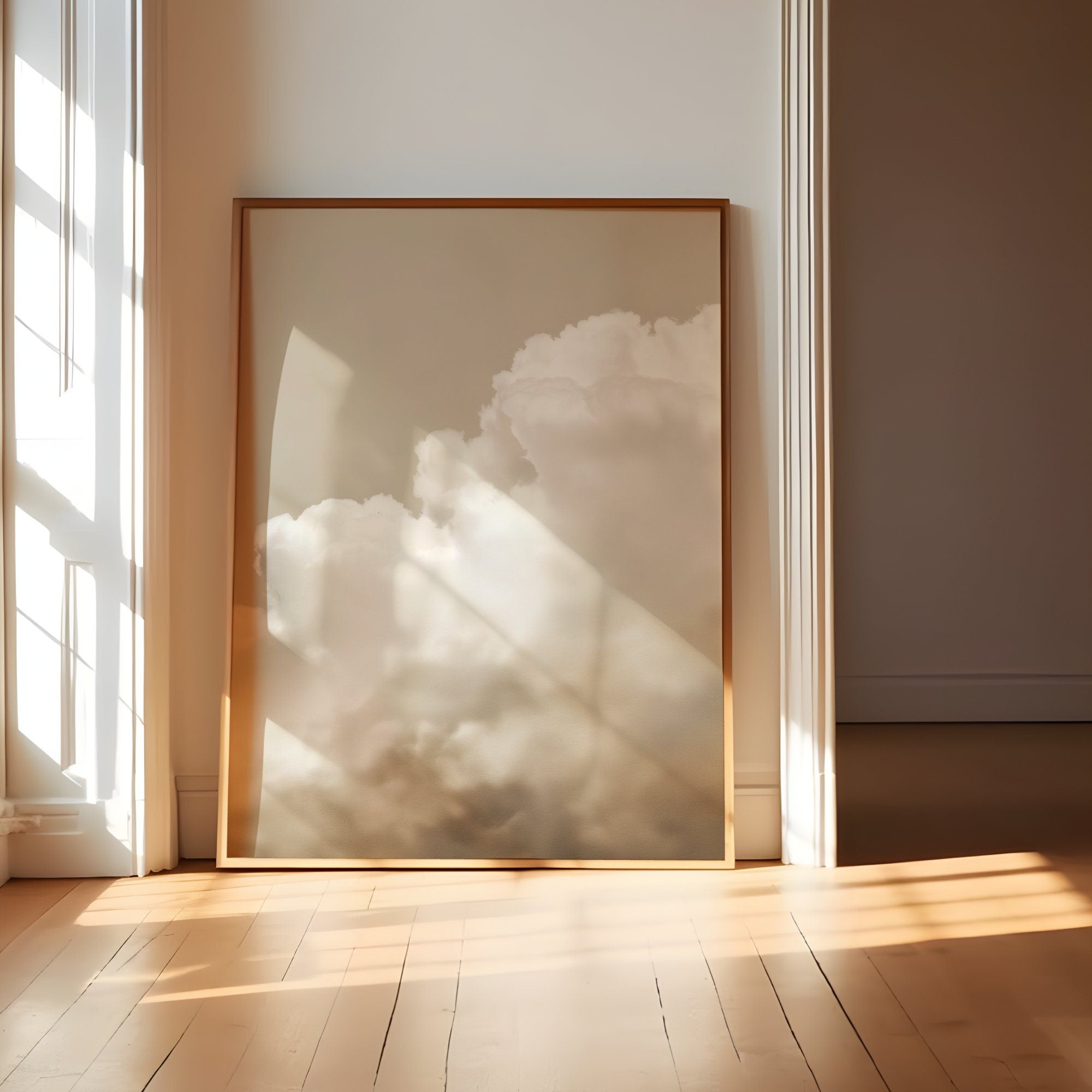 Beige Clouds Abstract Interactive Wall Art