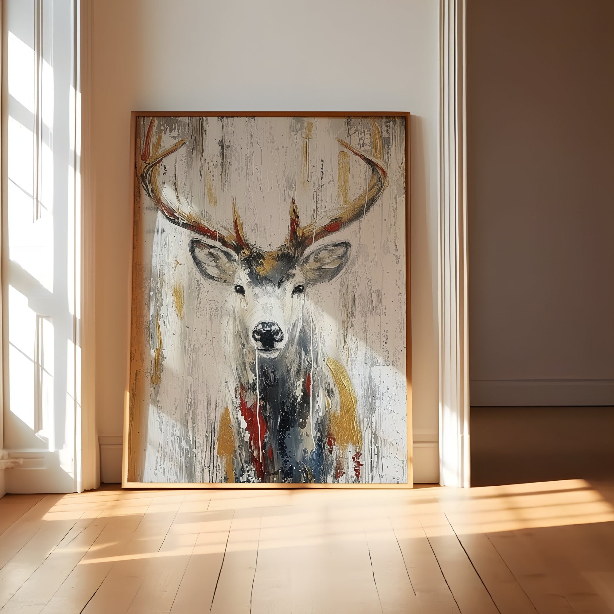 Large Deer Abstract Deer Modern Interactive Wall Art