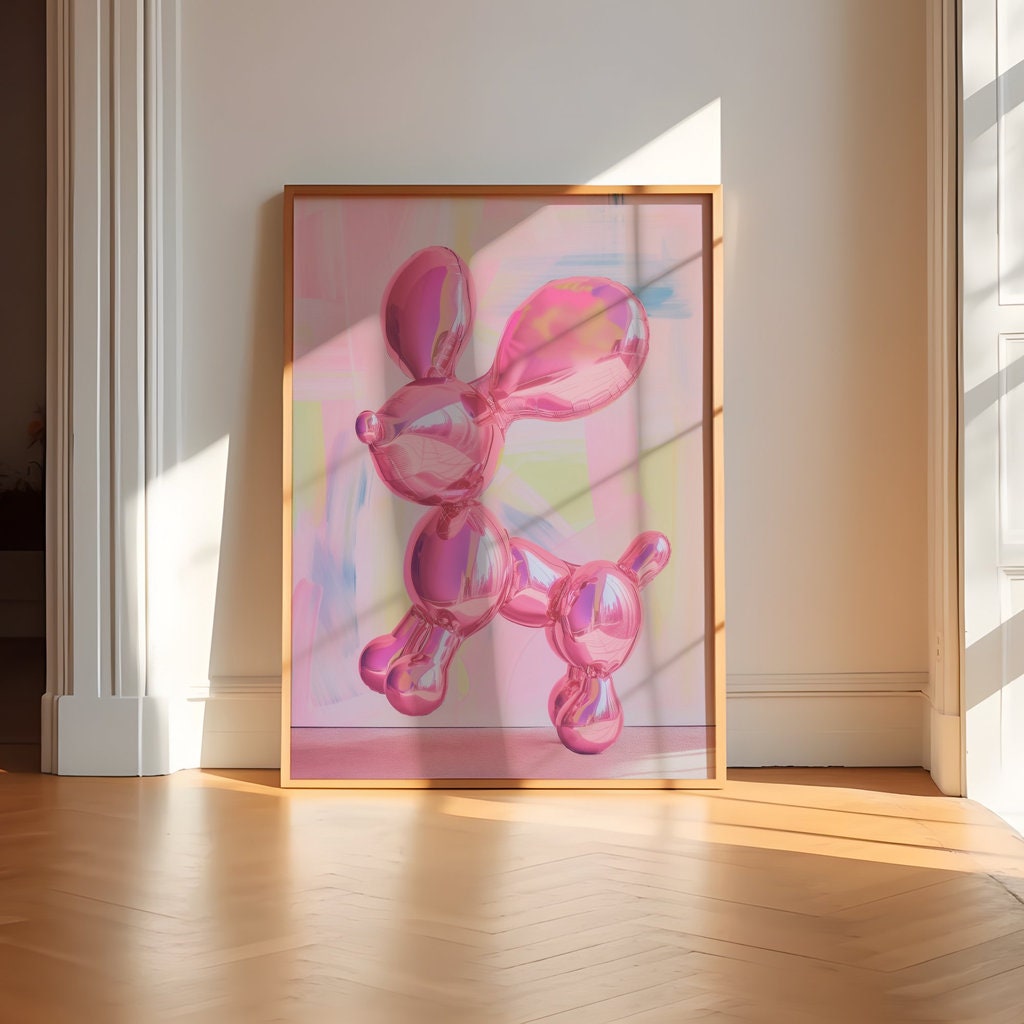 Pink Balloon Dog Preppy Pink Interactive Wall Art