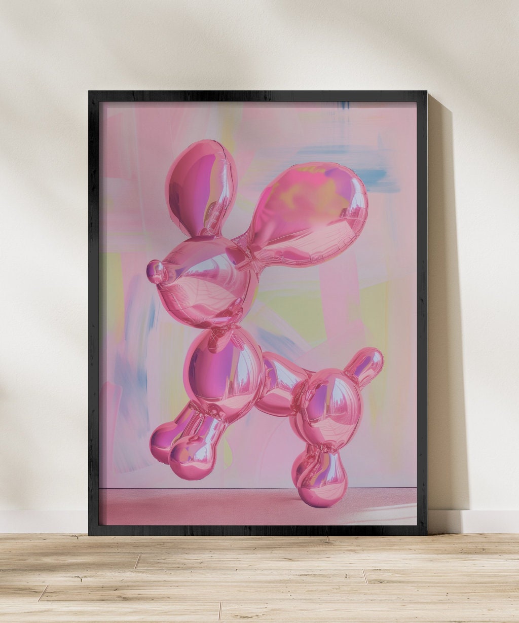 Pink Balloon Dog Preppy Pink Interactive Wall Art