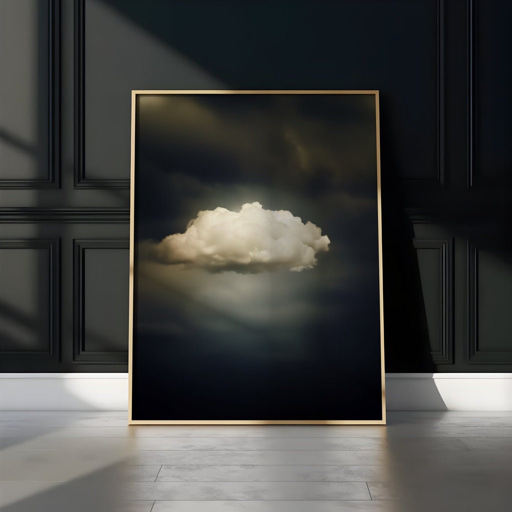 The Contemplative Sky: Vintage Moody Clouds Art | Serene & Minimalist Wall Decor
