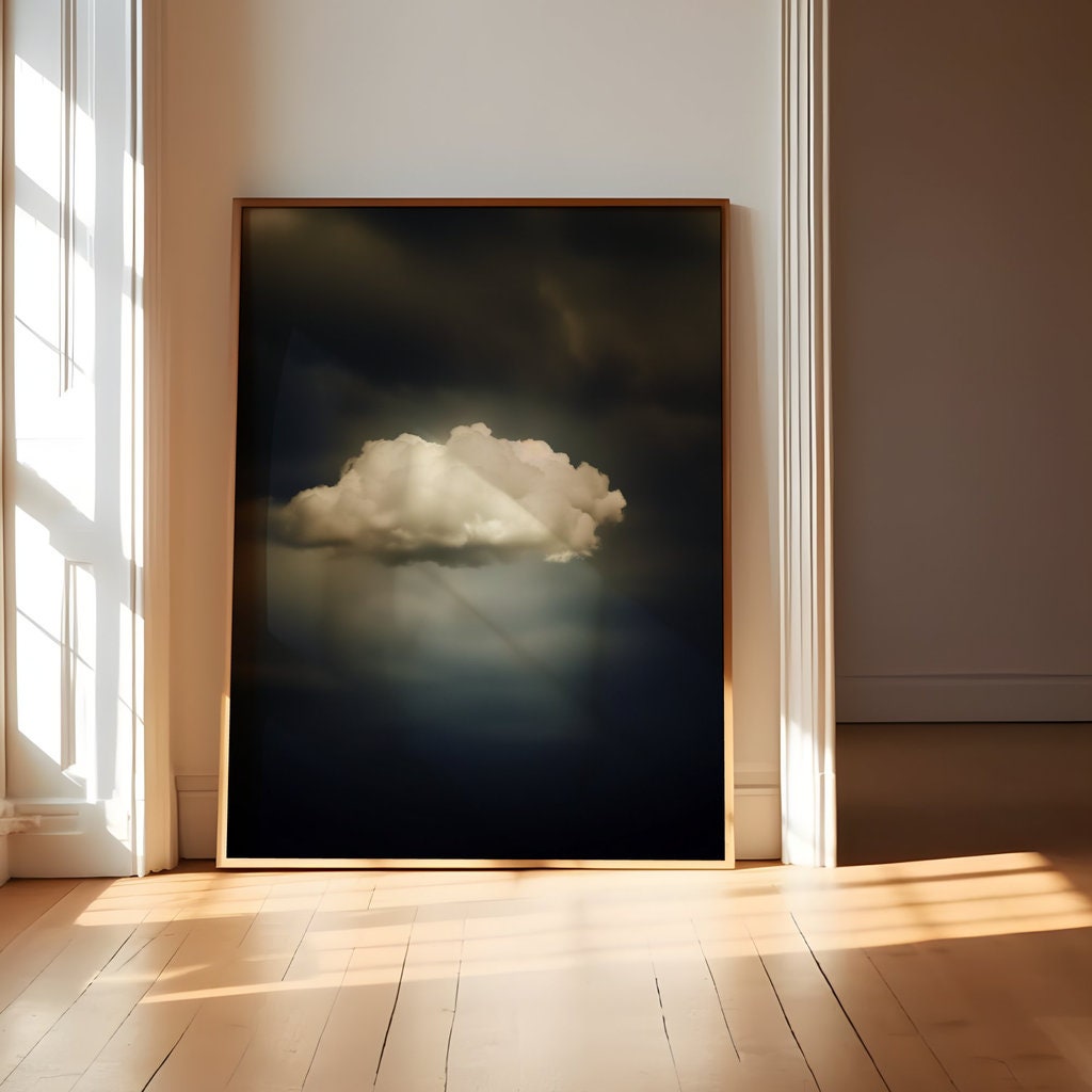 Vintage Moody Clouds Cloudy Sky Minimalist Interactive Wall Art