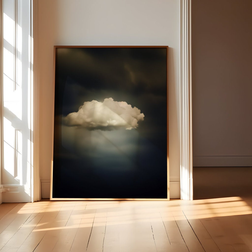 The Contemplative Sky: Vintage Moody Clouds Art | Serene & Minimalist Wall Decor