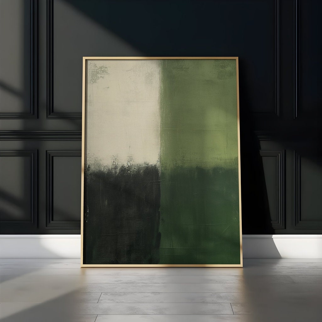 Sage Green Abstract Minimalist Green & Black Minimalist Interactive Wall Art