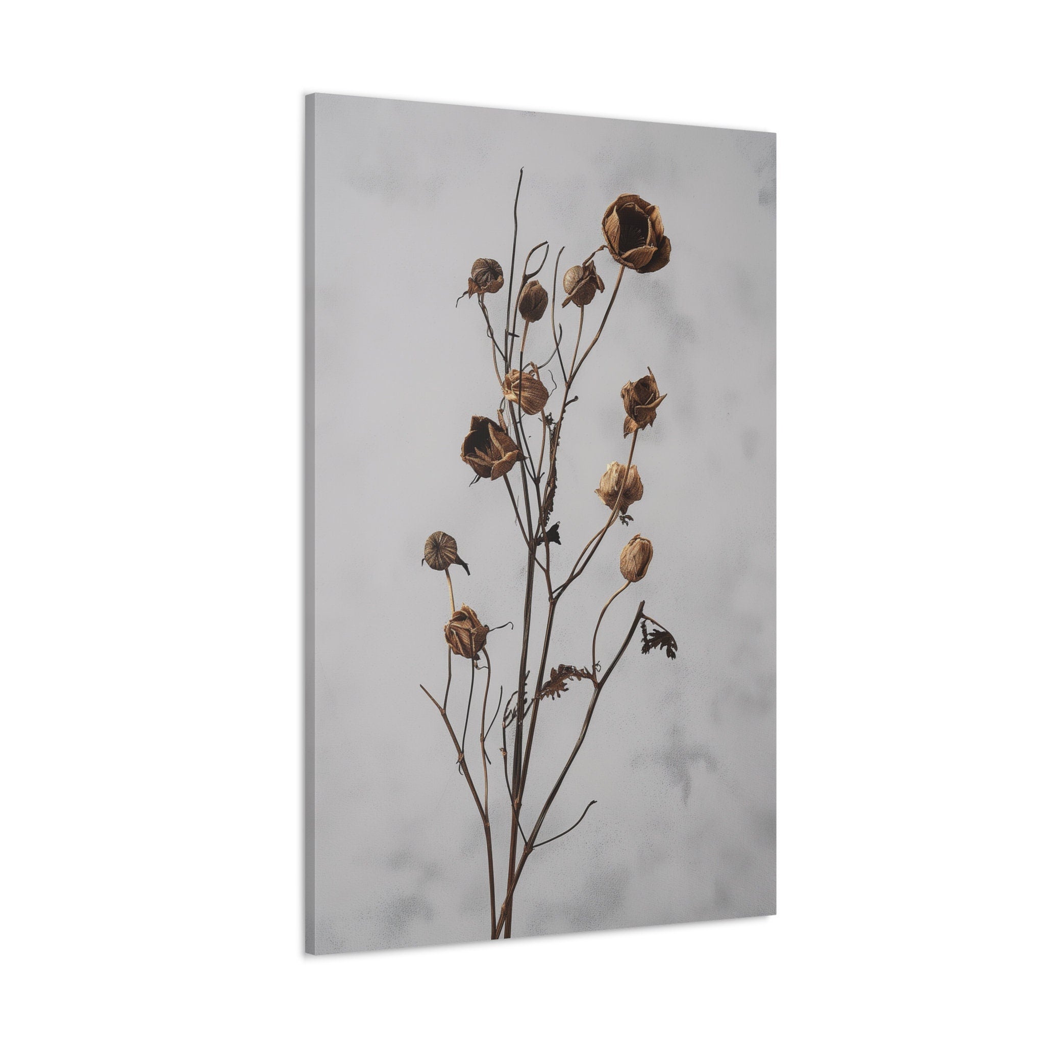 Dark Dried Wildflower Art Botanical Illustrations Interactive Wall Art