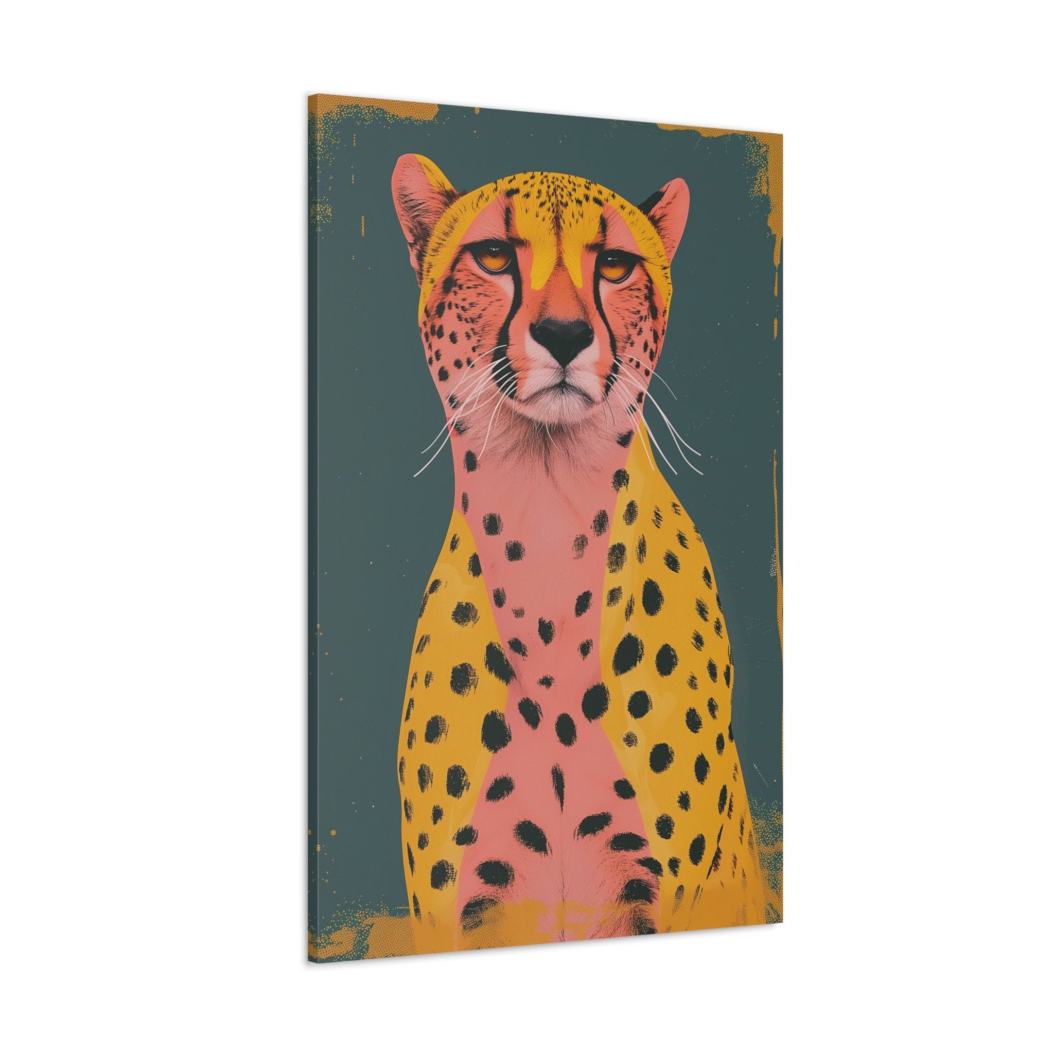 Cheetah Cats Modern Boho Art: Animal Inspired Wall Decor, Contemporary Bohemian Canvas, Chic Wildlife Print, Modern Farmhouse, Wall Art